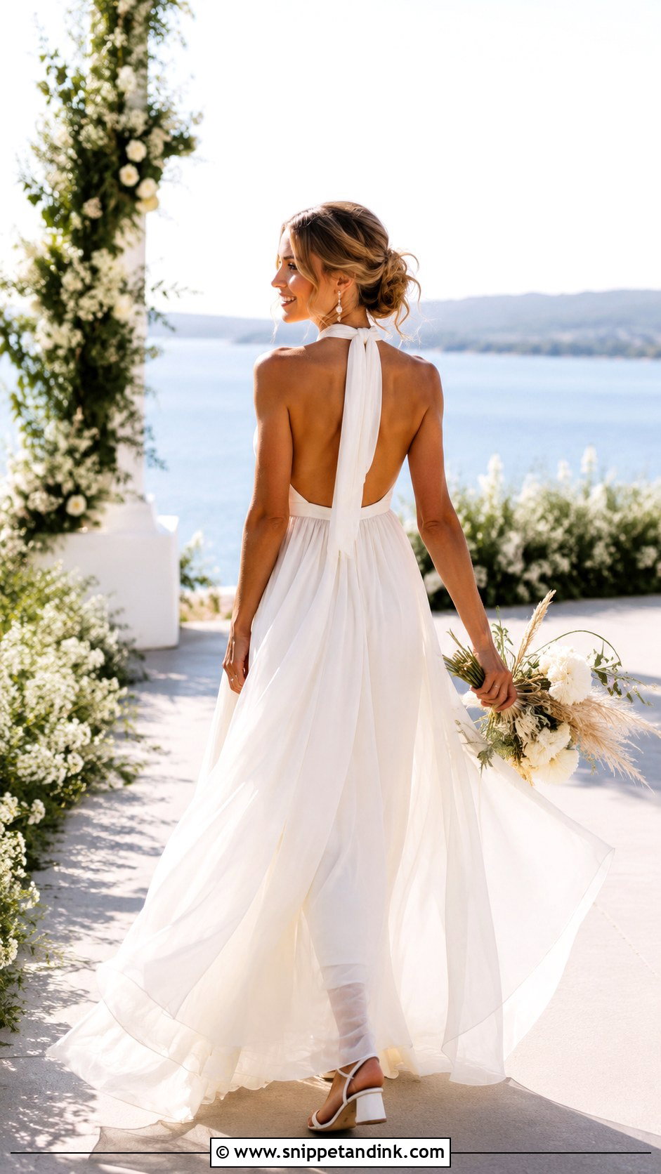 High Neck Low Back Chiffon Wedding Dress - Snippet and Ink - 20 High Neck Low Back Wedding Dress Ideas