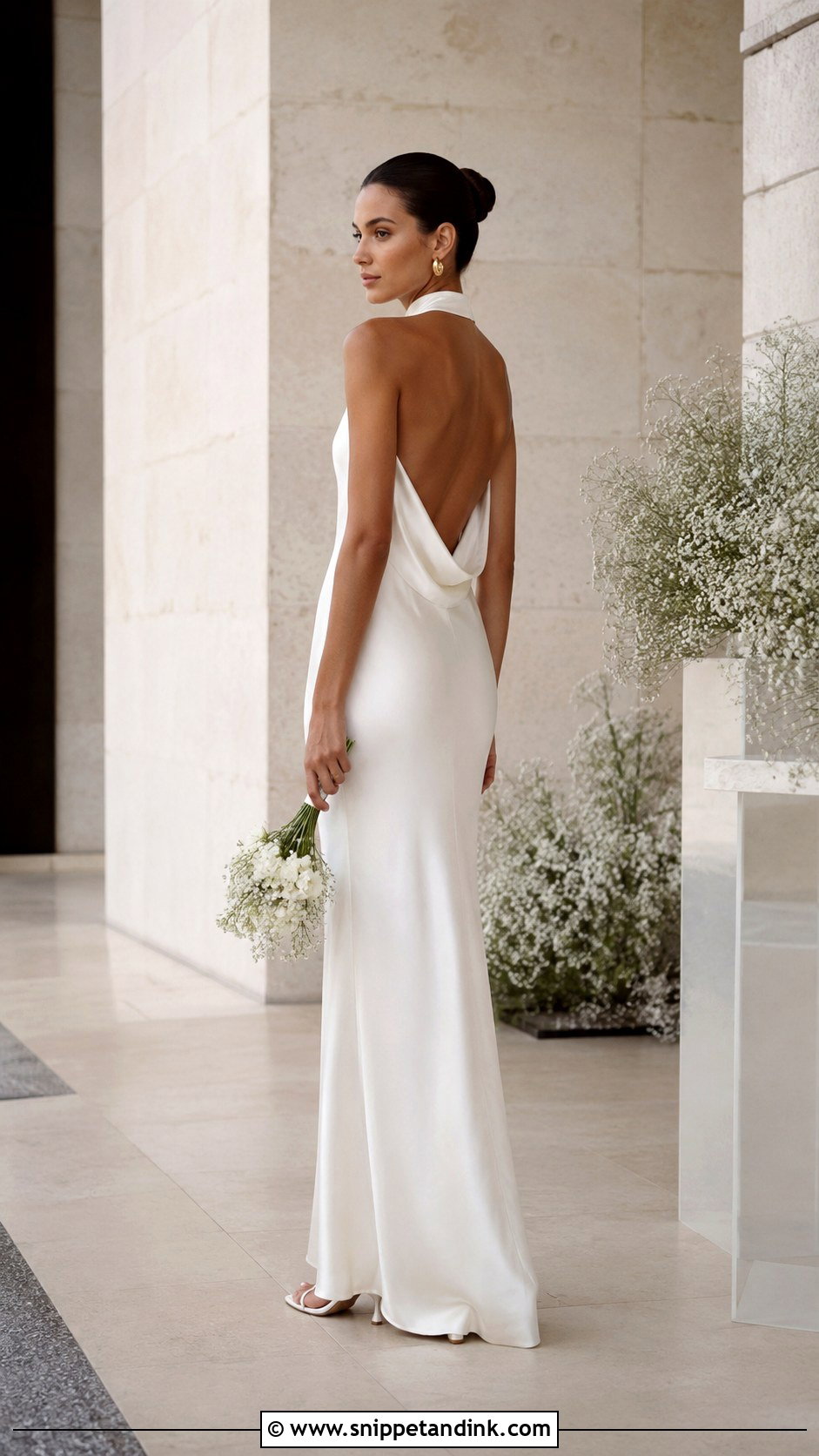 High Neck Low Back Column Wedding Dress - Snippet and Ink - 20 High Neck Low Back Wedding Dress Ideas