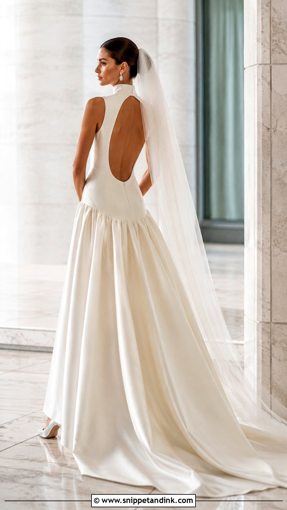 High Neck Low Back Drop Waist Wedding Dress - Snippet and Ink - 20 High Neck Low Back Wedding Dress Ideas