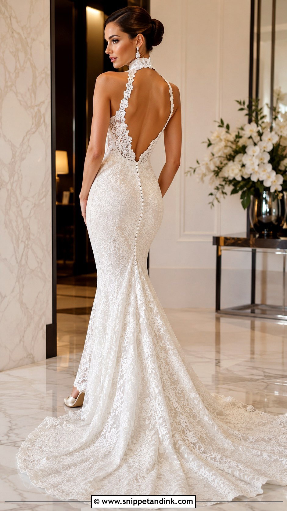 High Neck Low Back Mermaid Wedding Dress - Snippet and Ink - 20 High Neck Low Back Wedding Dress Ideas