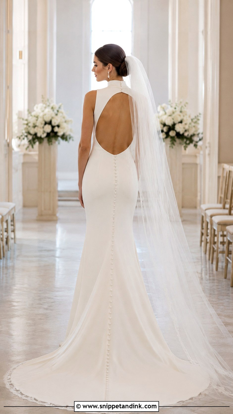High Neck Low Back Wedding Dress With Buttons - Snippet and Ink - 20 High Neck Low Back Wedding Dress Ideas