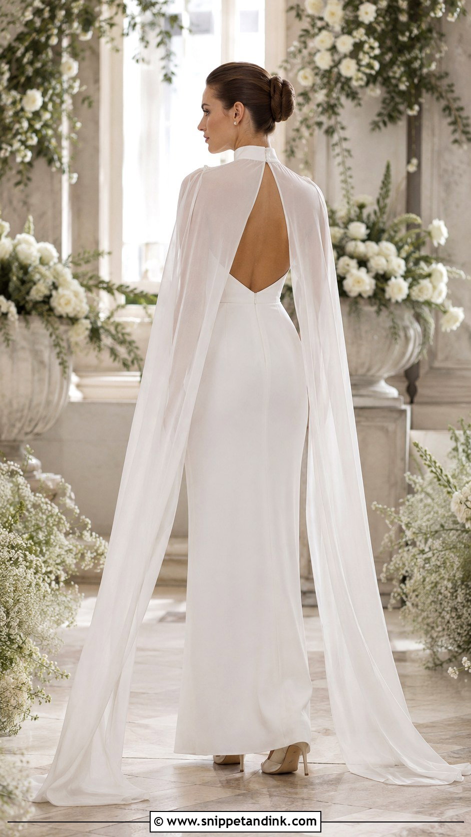 High Neck Low Back Wedding Dress With Cape - Snippet and Ink - 20 High Neck Low Back Wedding Dress Ideas