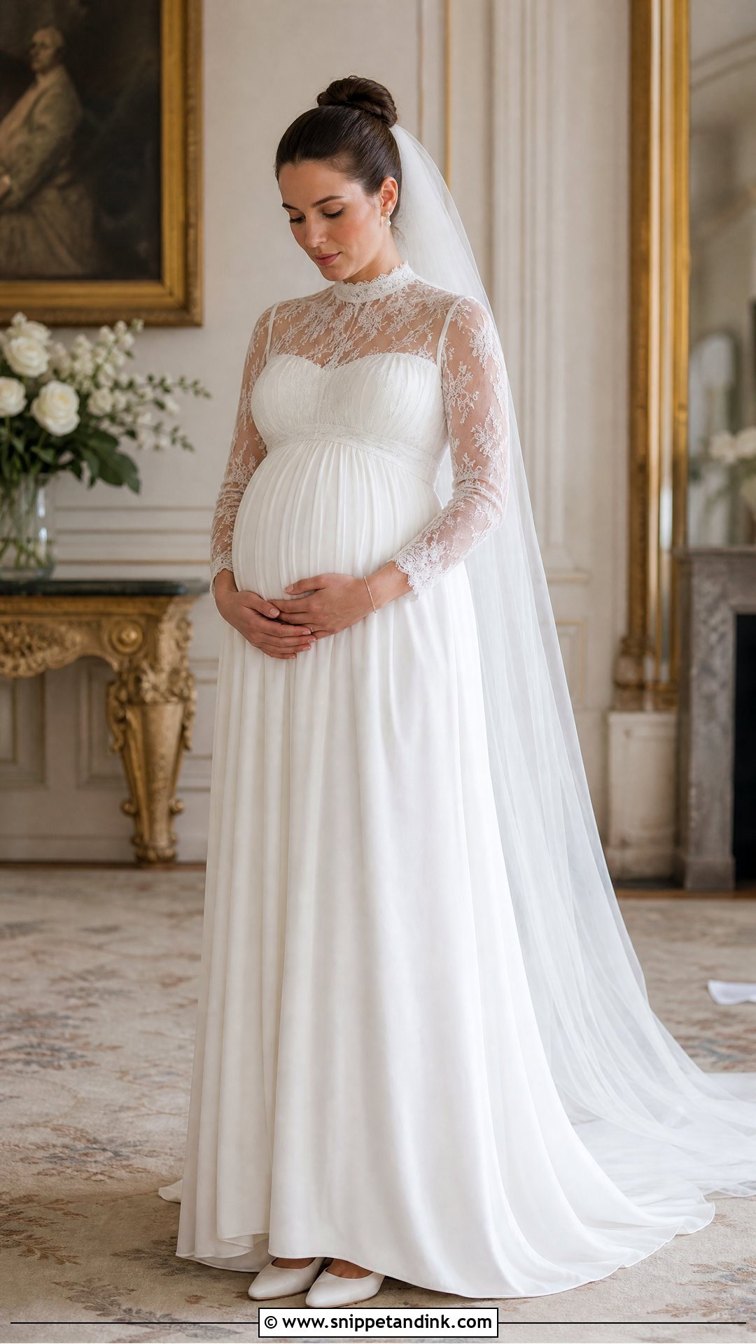 High Neck Maternity Bridal Gown - Snippet and Ink - 25 Maternity Bridal Gowns