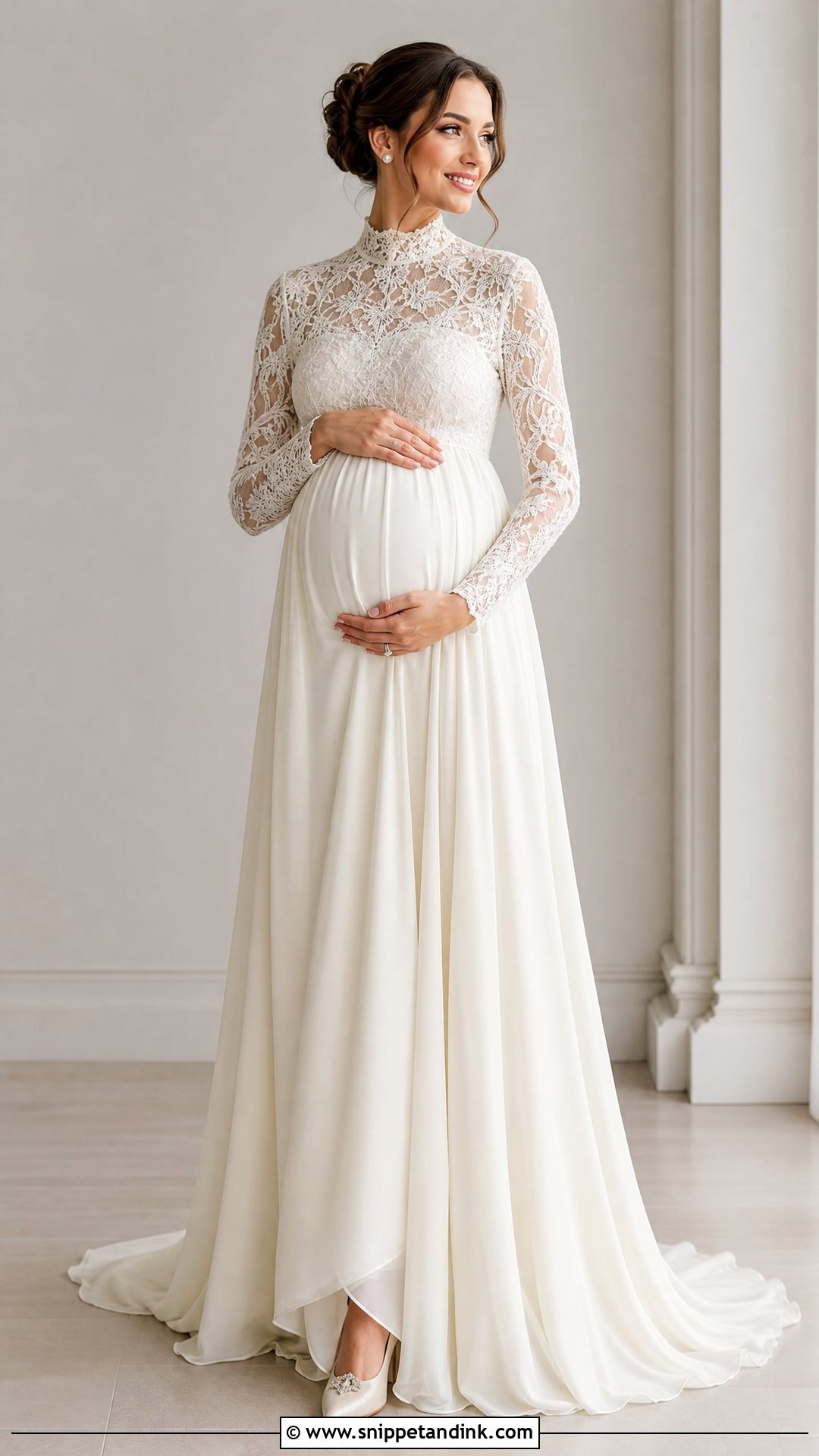 High Neck Maternity Wedding Gown - Snippet and Ink - 25 Maternity Wedding Gown Ideas