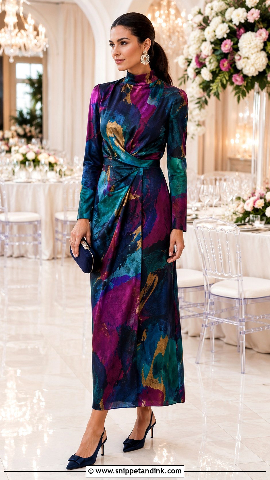 High Neck Maxi Dress Wedding Outfit - Snippet and Ink - 20 Style for Wedding Ideas