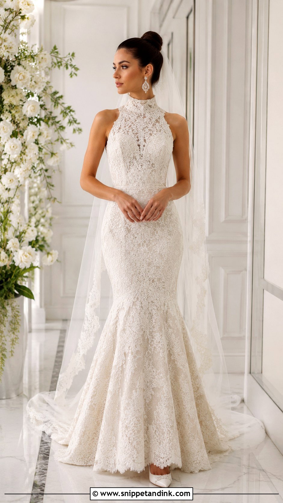 High Neck Mermaid Bridal Dress - Snippet and Ink - 25 Mermaid Bridal Dress Ideas