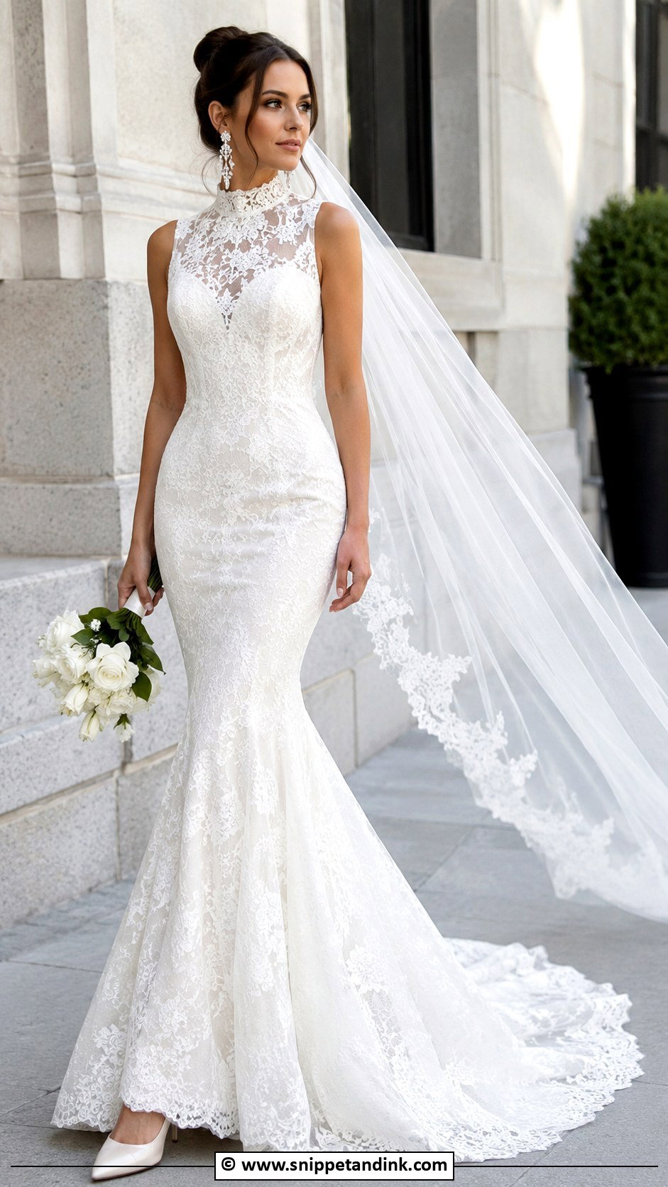 High Neck Mermaid Wedding Dress - Snippet and Ink - 35 Mermaid Wedding Dresses