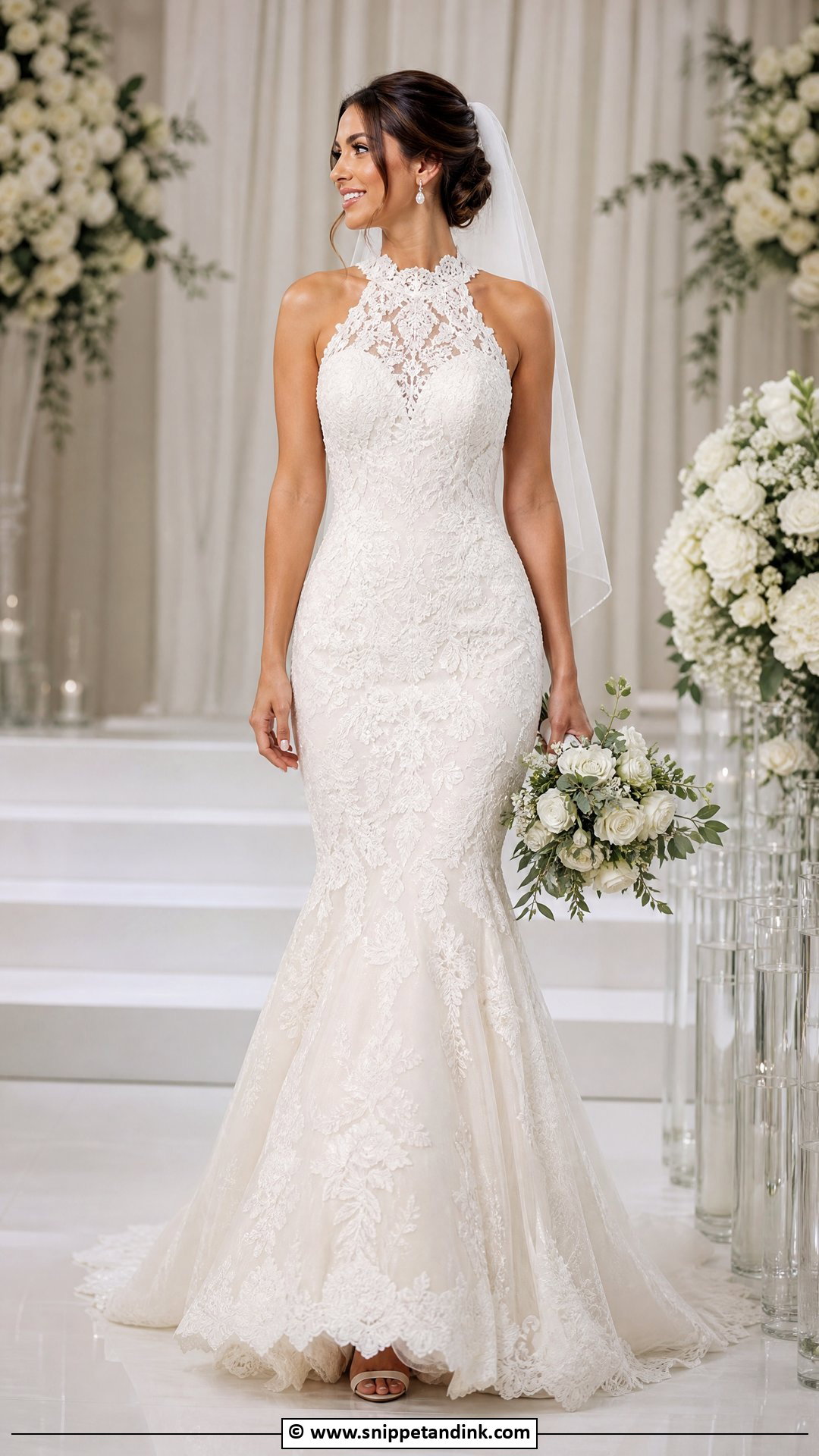 High Neck Mermaid Wedding Dress - Snippet and Ink - 35 Mermaid Wedding Dress Ideas