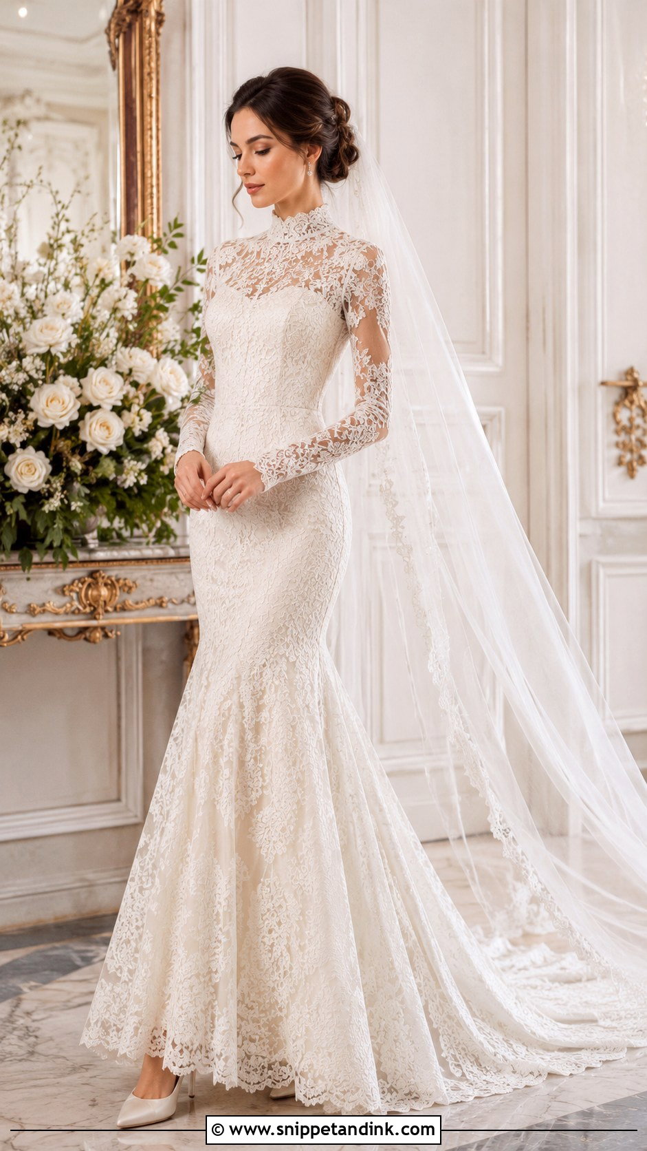 High Neck Mermaid Wedding Dress - Snippet and Ink - 25 Mermaid Style Wedding Dresses