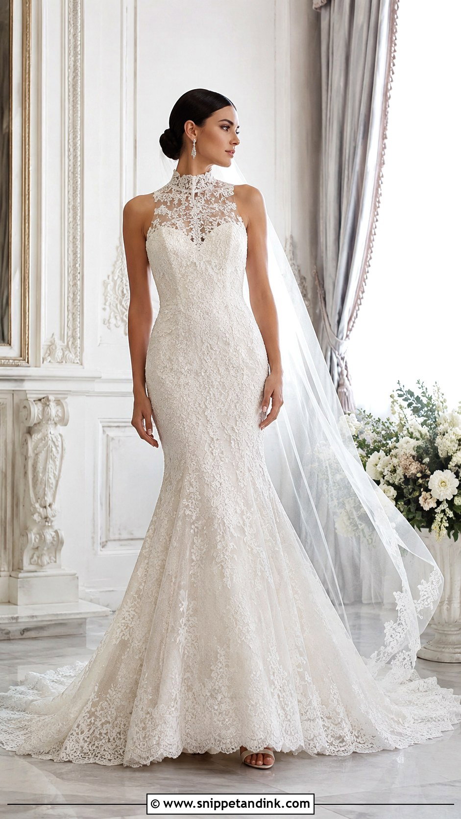 High Neck Mermaid Wedding Dress - Snippet and Ink - 25 High Neckline Wedding Dress Ideas