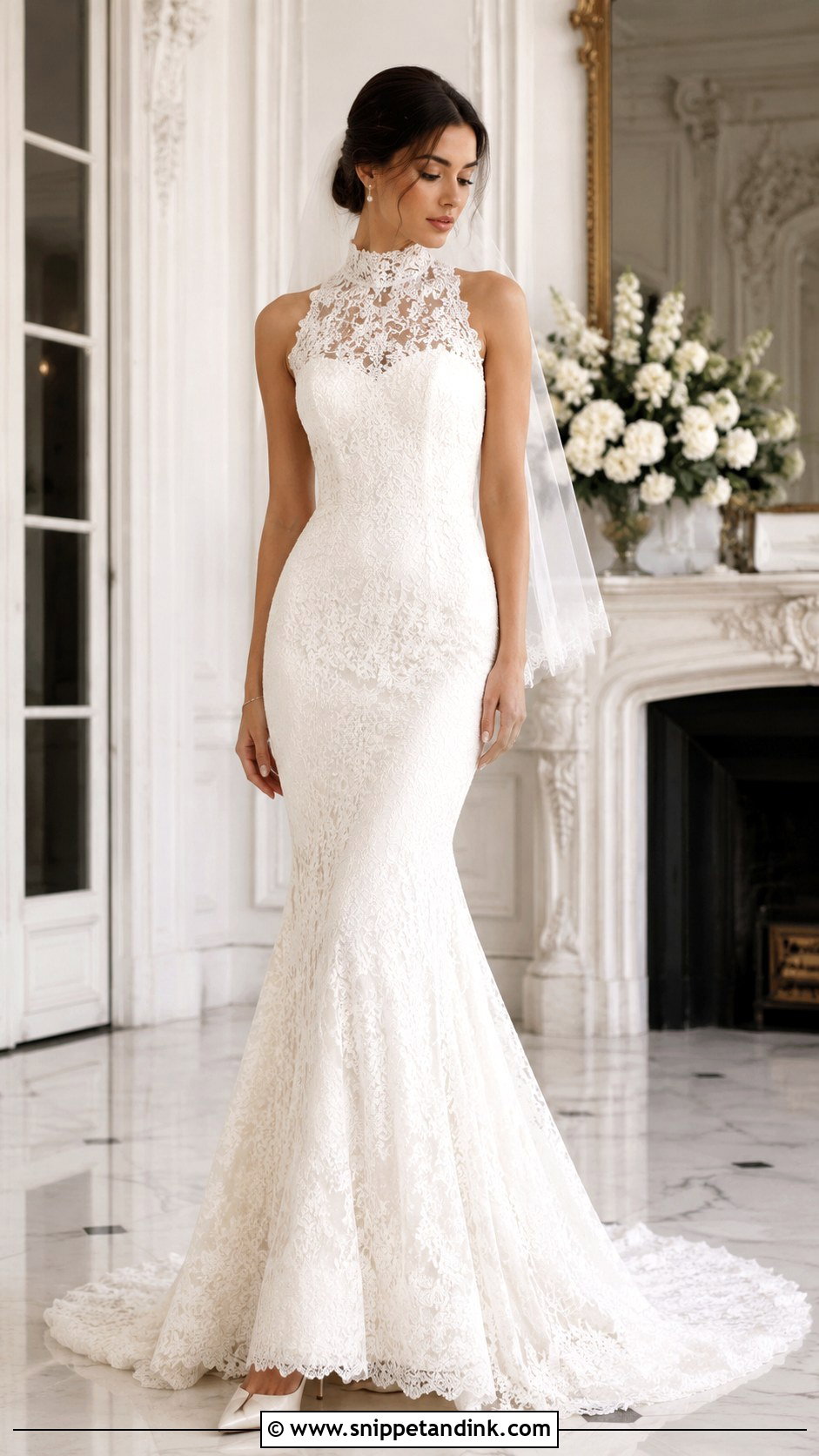 High Neck Mermaid Wedding Dress - Snippet and Ink - 25 Mermaid Style Wedding Dress Ideas
