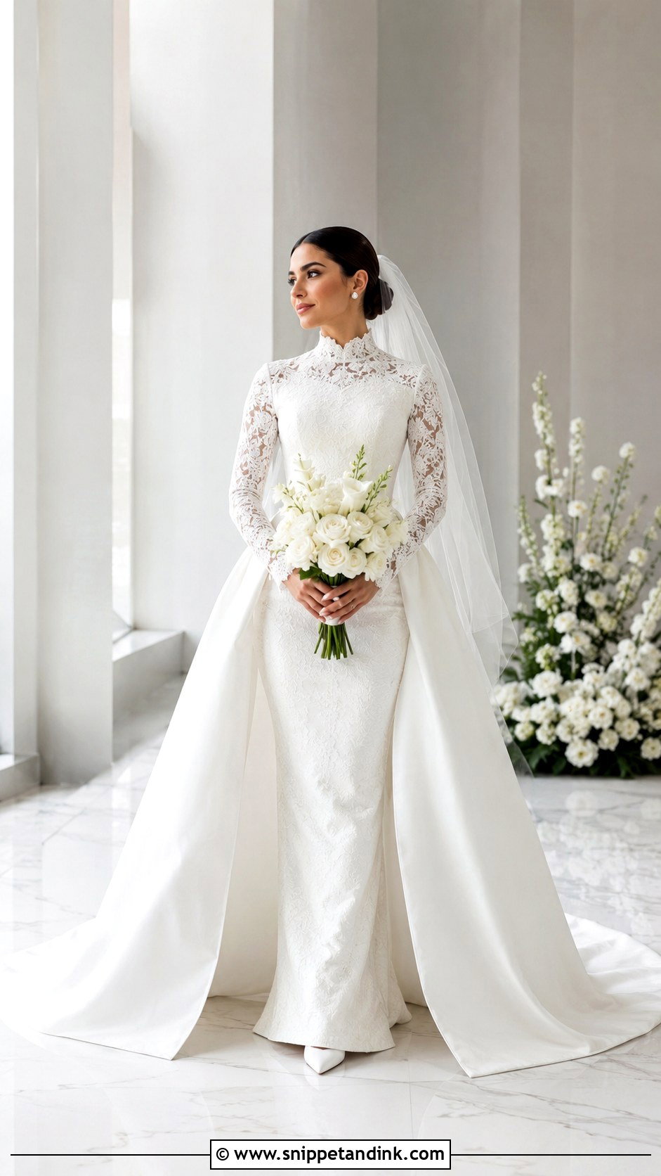 High Neck Mermaid Wedding Dress With Detachable Overskirt - Snippet and Ink - 20 Mermaid Wedding Dress with Detachable Overskirt Ideas