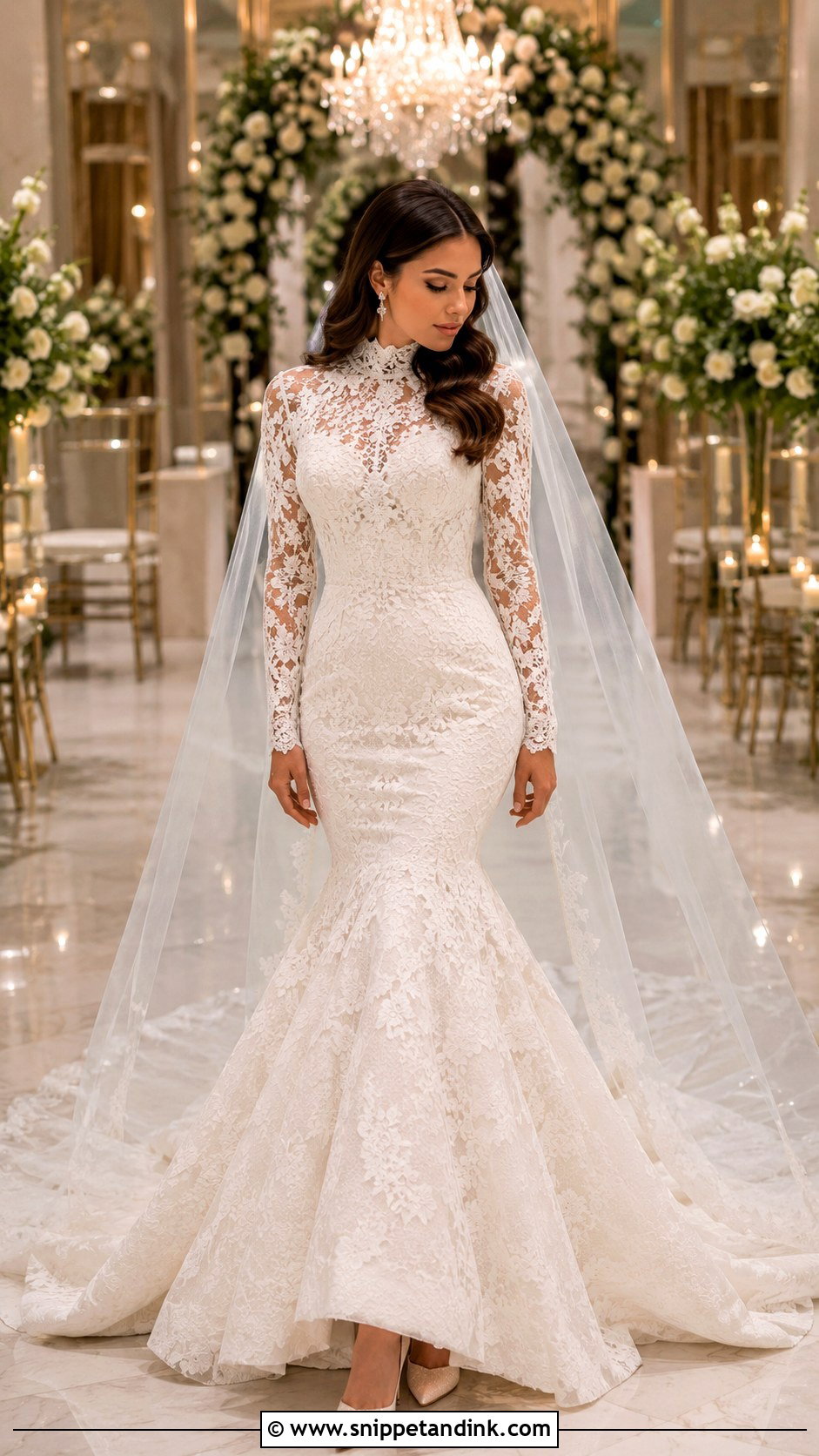 High Neck Mermaid Wedding Dress With Sleeves - Snippet and Ink - 25 High Neck Wedding Dress with Sleeves