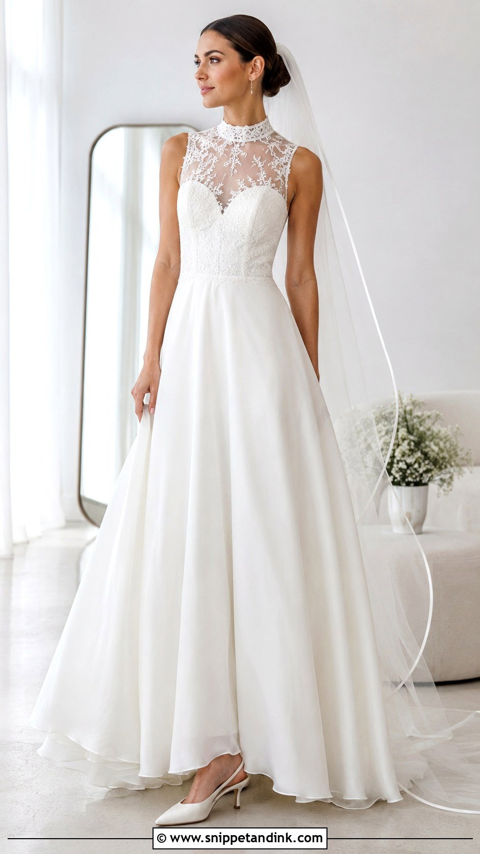 High Neck Mesh Wedding Dress - Snippet and Ink - 20 Mesh Wedding Dress Ideas