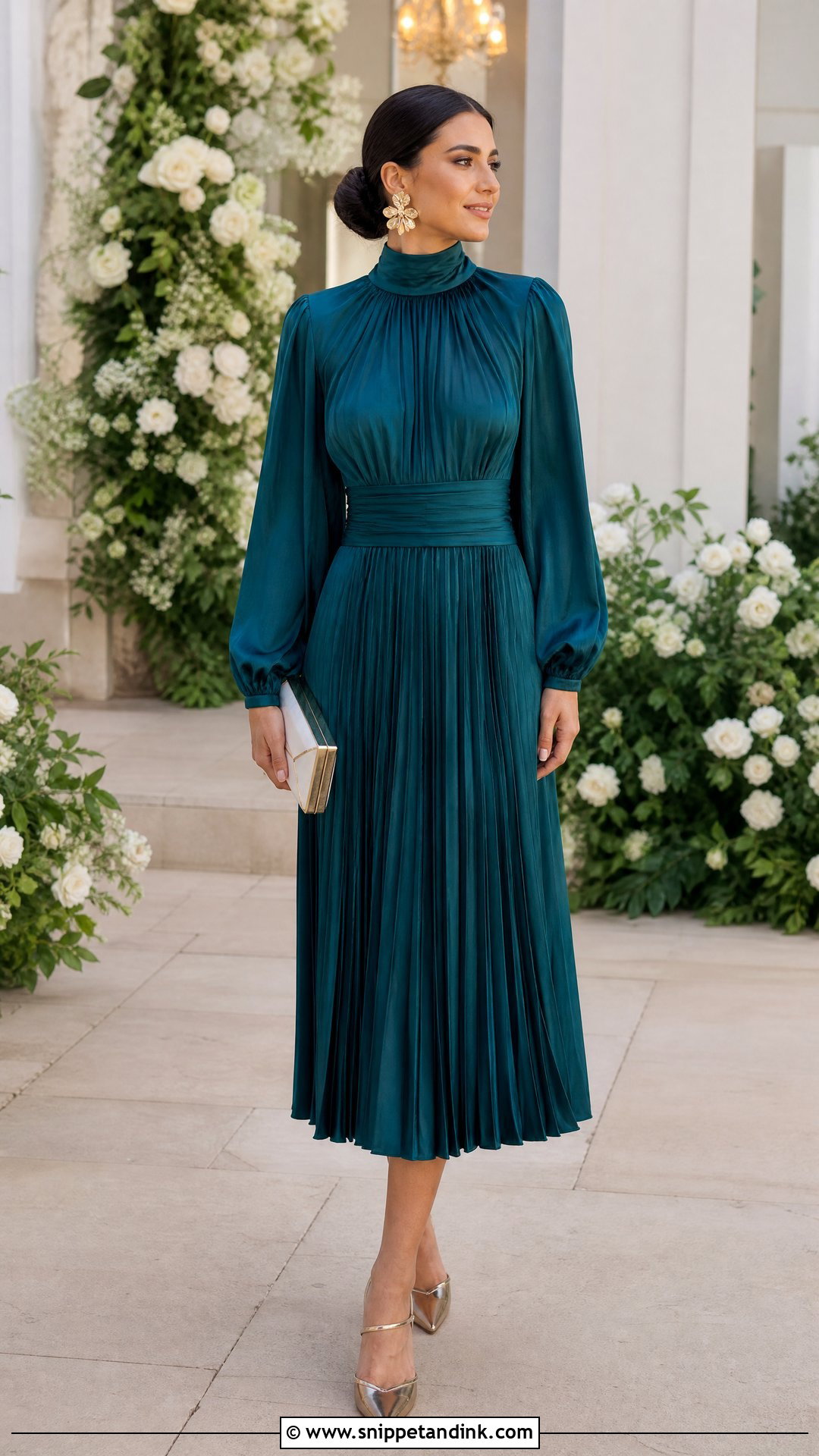 High Neck Midi Dress for a Friends Wedding - Snippet and Ink - 25 Dress for Friends Wedding Ideas