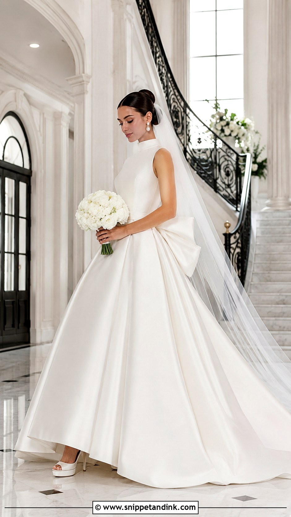 High Neck Mikado Ball Gown Bridal Dress - Snippet and Ink - 20 High Neck Bridal Dress Ideas