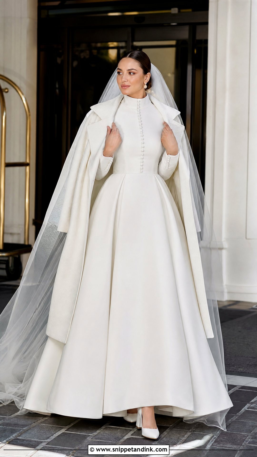 High Neck Mikado Winter Bride Outfit - Snippet and Ink - 20 Winter Bride Outfits
