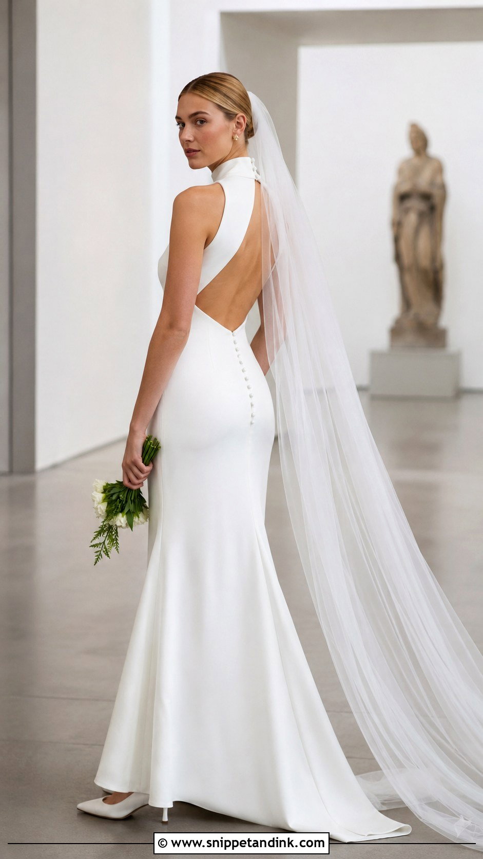 High Neck Minimalist Bridal Gown - Snippet and Ink - 20 Bridal Styles