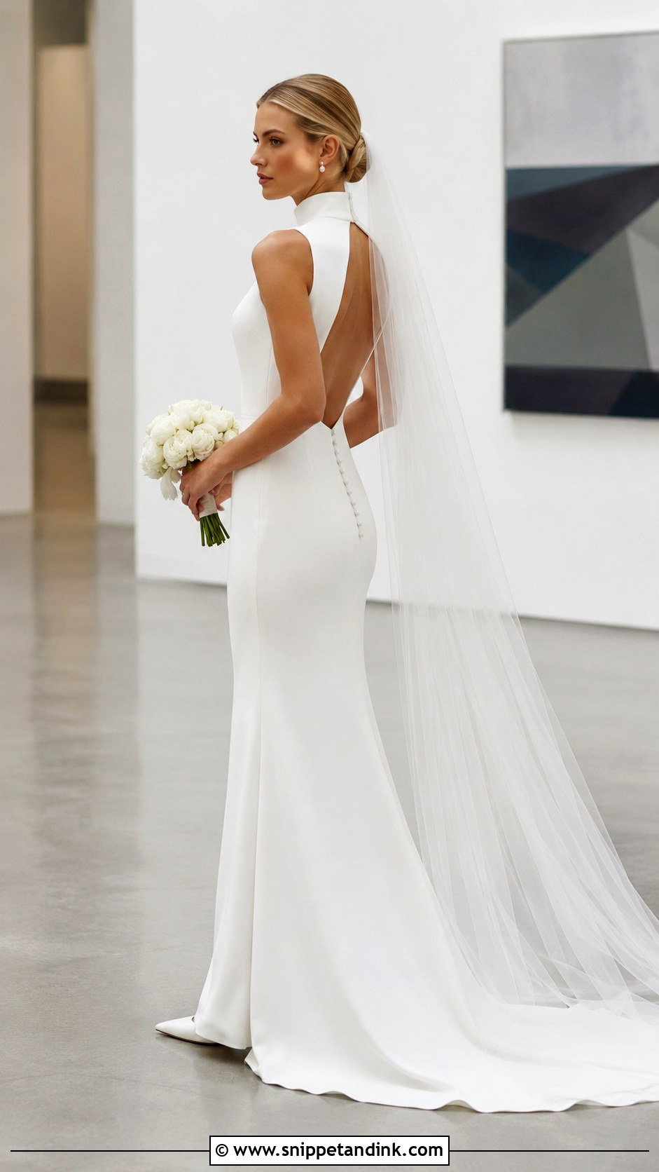 High Neck Minimalist Wedding Dress - Snippet and Ink - 20 Slim Fit Wedding Dresses