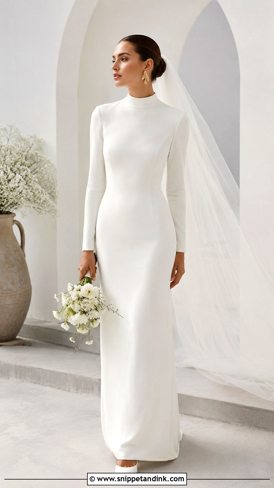 High Neck Minimalist Wedding Dress - Snippet and Ink - 25 High Neckline Wedding Dress Ideas