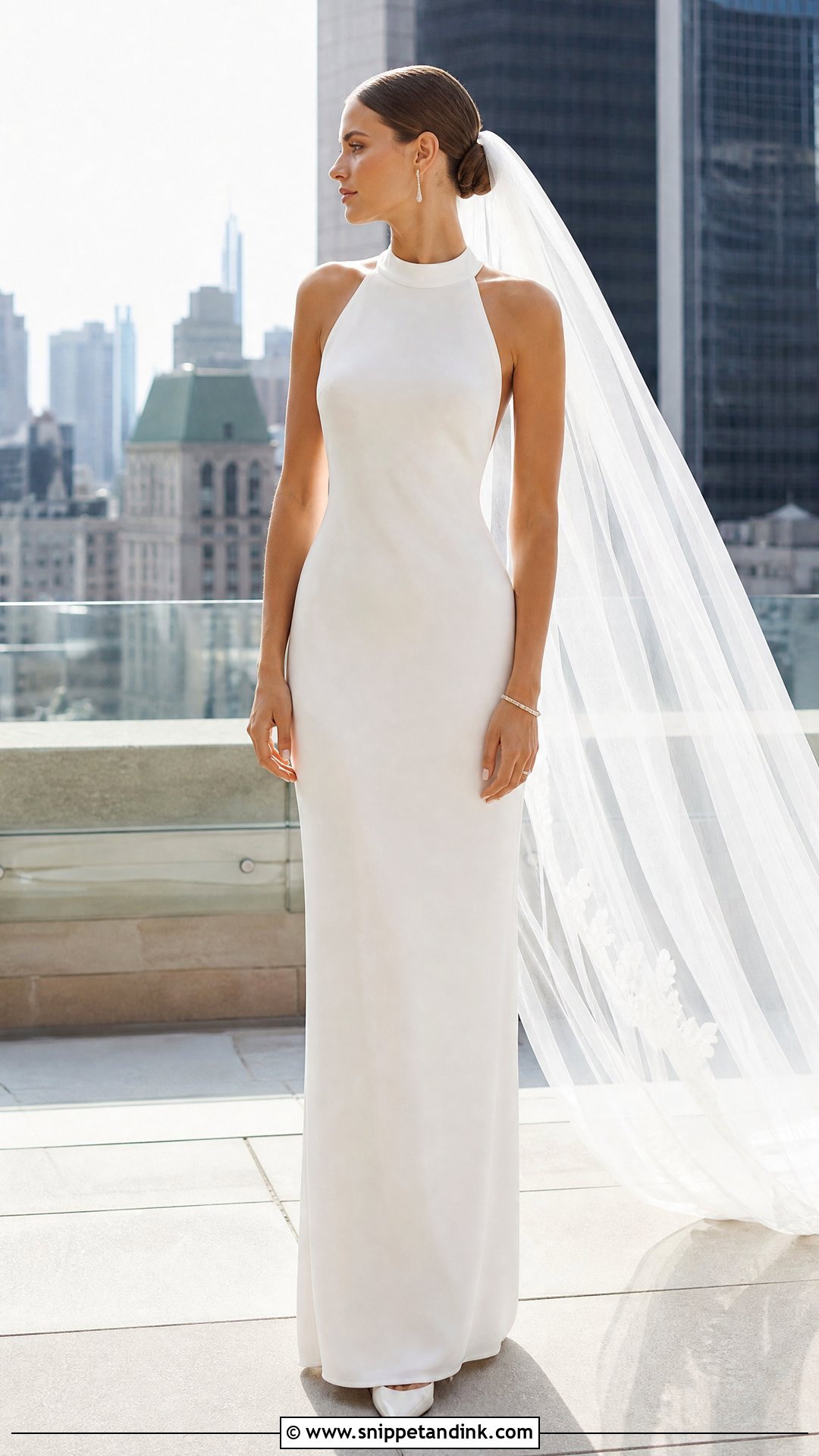 High Neck Minimalist Wedding Dress - Snippet and Ink - 20 Simple Sleek Wedding Dress Ideas