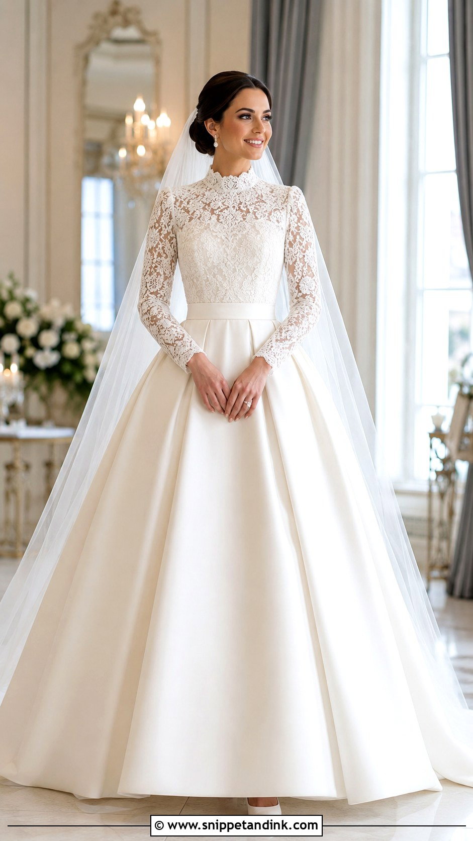 High Neck Modest Ball Gown Wedding Dress - Snippet and Ink - 20 Ball Gown Wedding Dress Princess Ideas