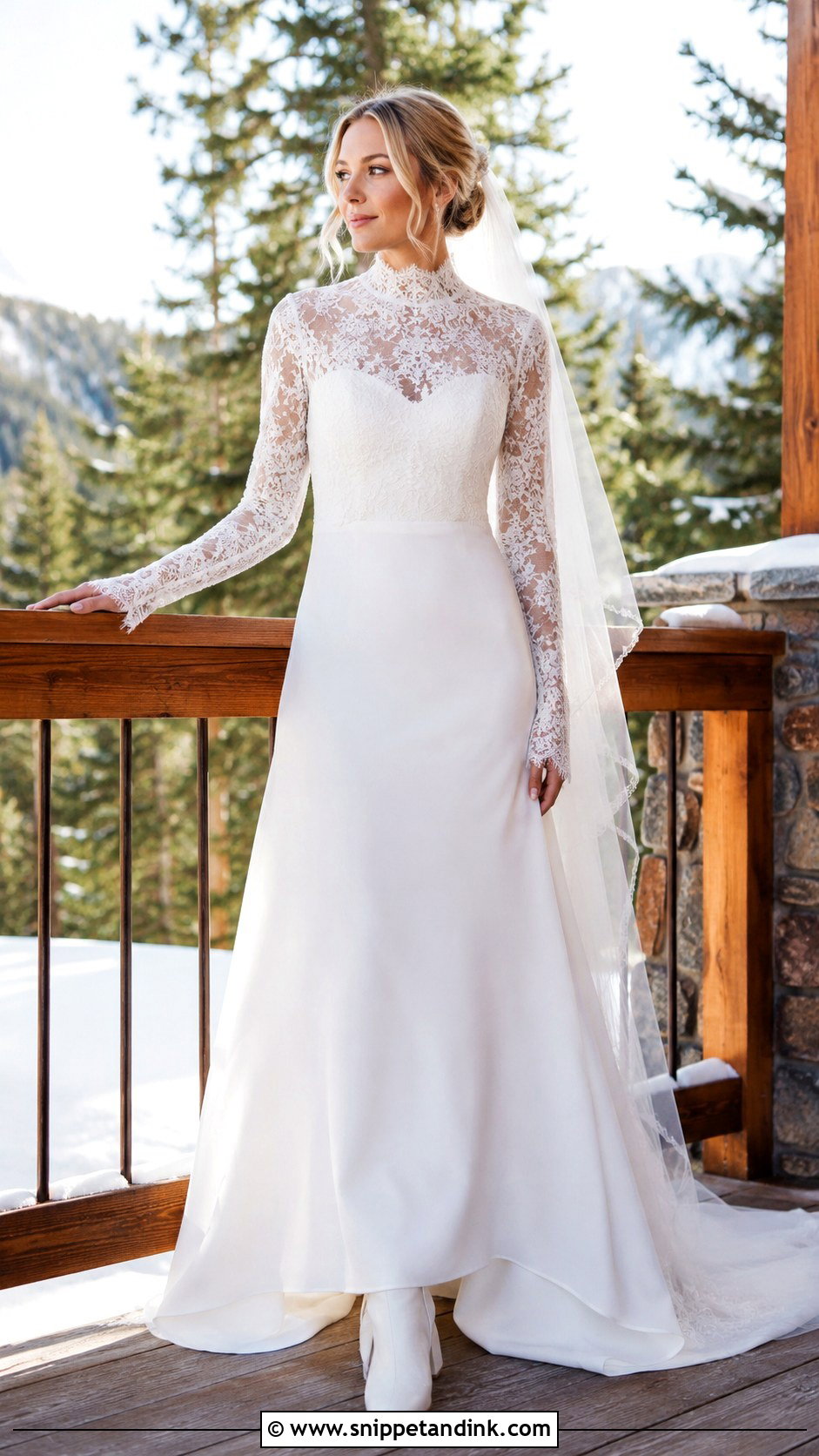 High Neck Mountain Wedding Dress - Snippet and Ink - 25 Mountain Wedding Dress Ideas