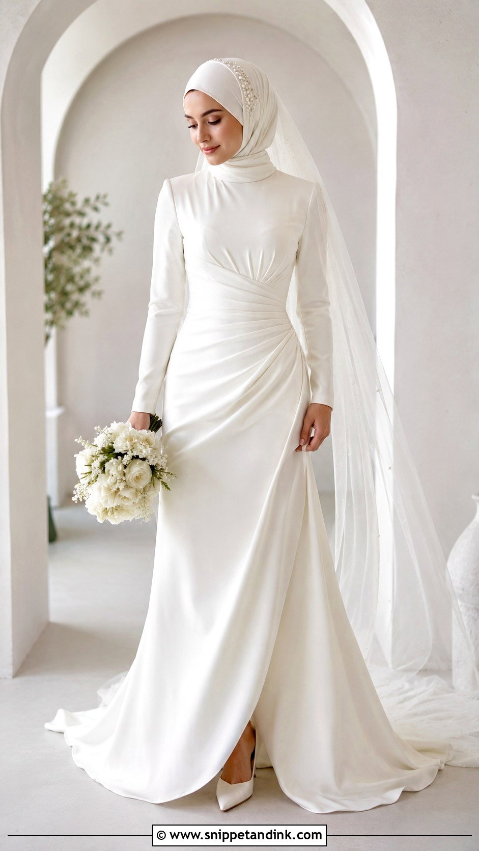High Neck Muslim Wedding Dress - Snippet and Ink - 30 Muslim Wedding Dress Ideas