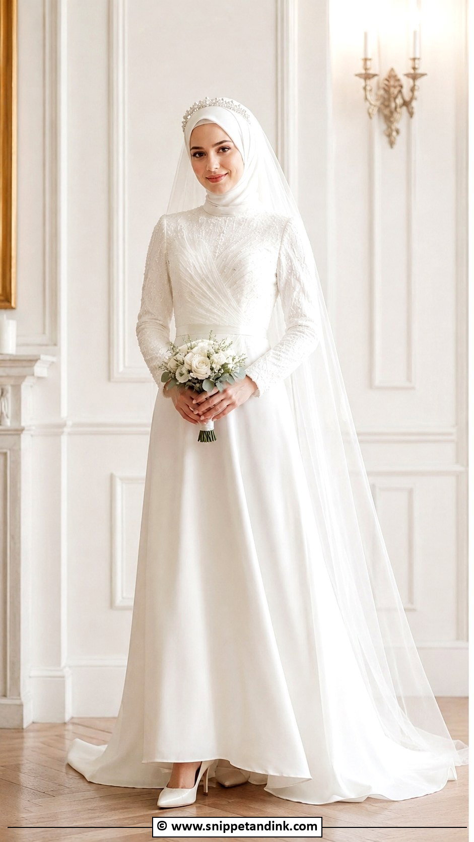 High Neck Muslimah Wedding Dress - Snippet and Ink - 30 Muslimah Wedding Dress Ideas