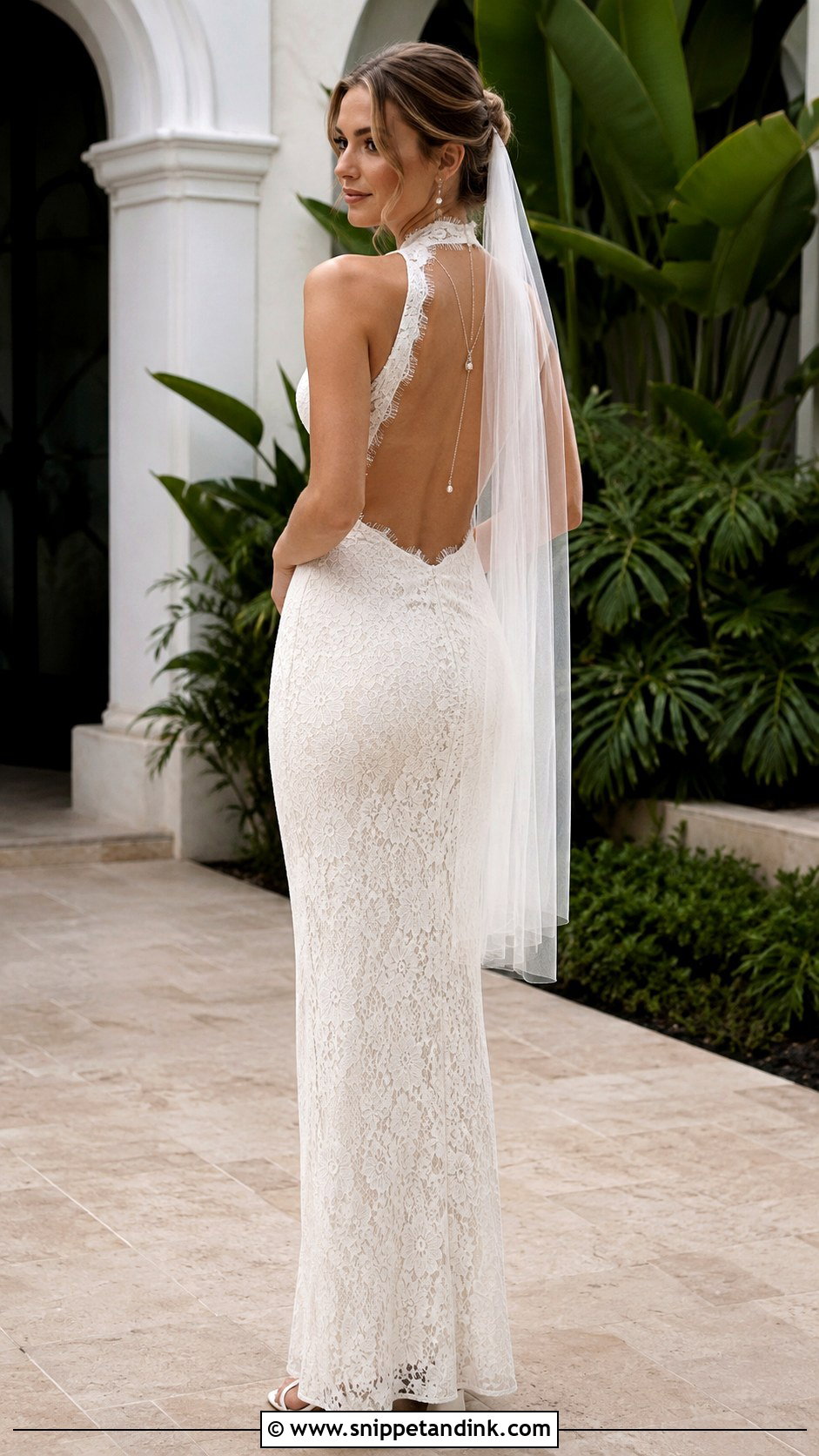 High Neck Open Back Summer Wedding Dress - Snippet and Ink - 20 Summer Wedding Dress for Bride Ideas