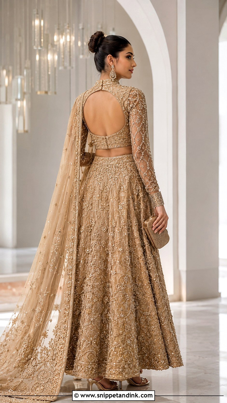 High Neck Open Bridal Blouse Back - Snippet and Ink - 20 Bridal Blouse Back Designs
