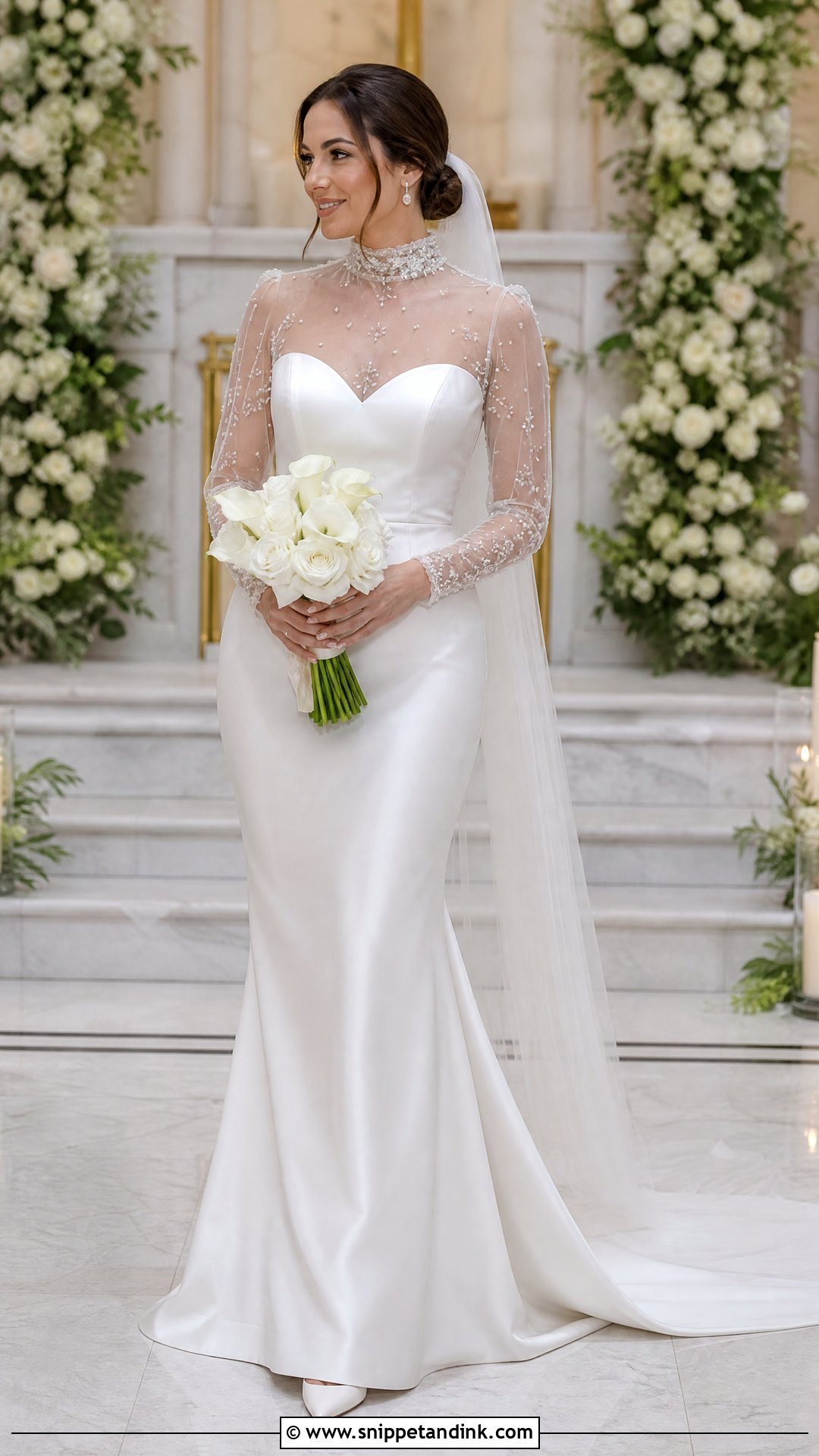 High Neck Overlay Wedding Dress - Snippet and Ink - 20 Wedding Dress Transformation Ideas