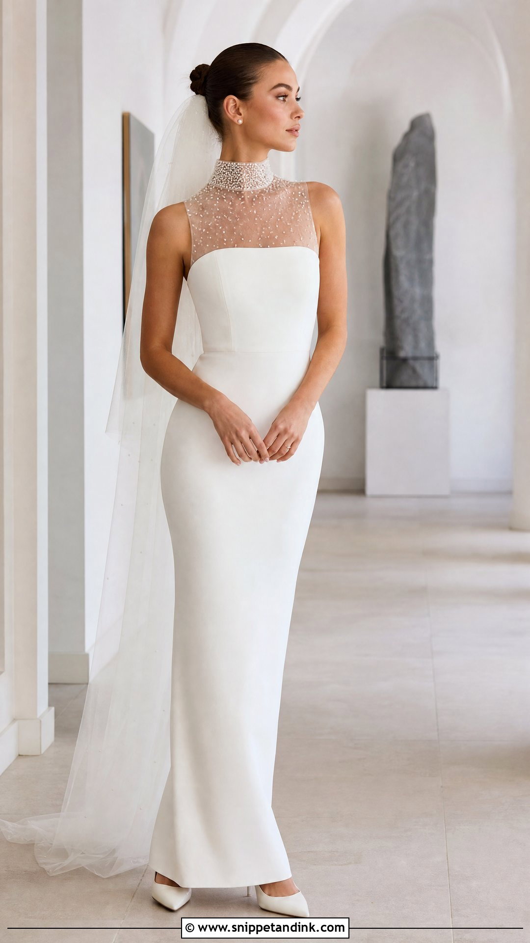 High Neck Pearl Wedding Dress - Snippet and Ink - 20 Pearl Wedding Dresses
