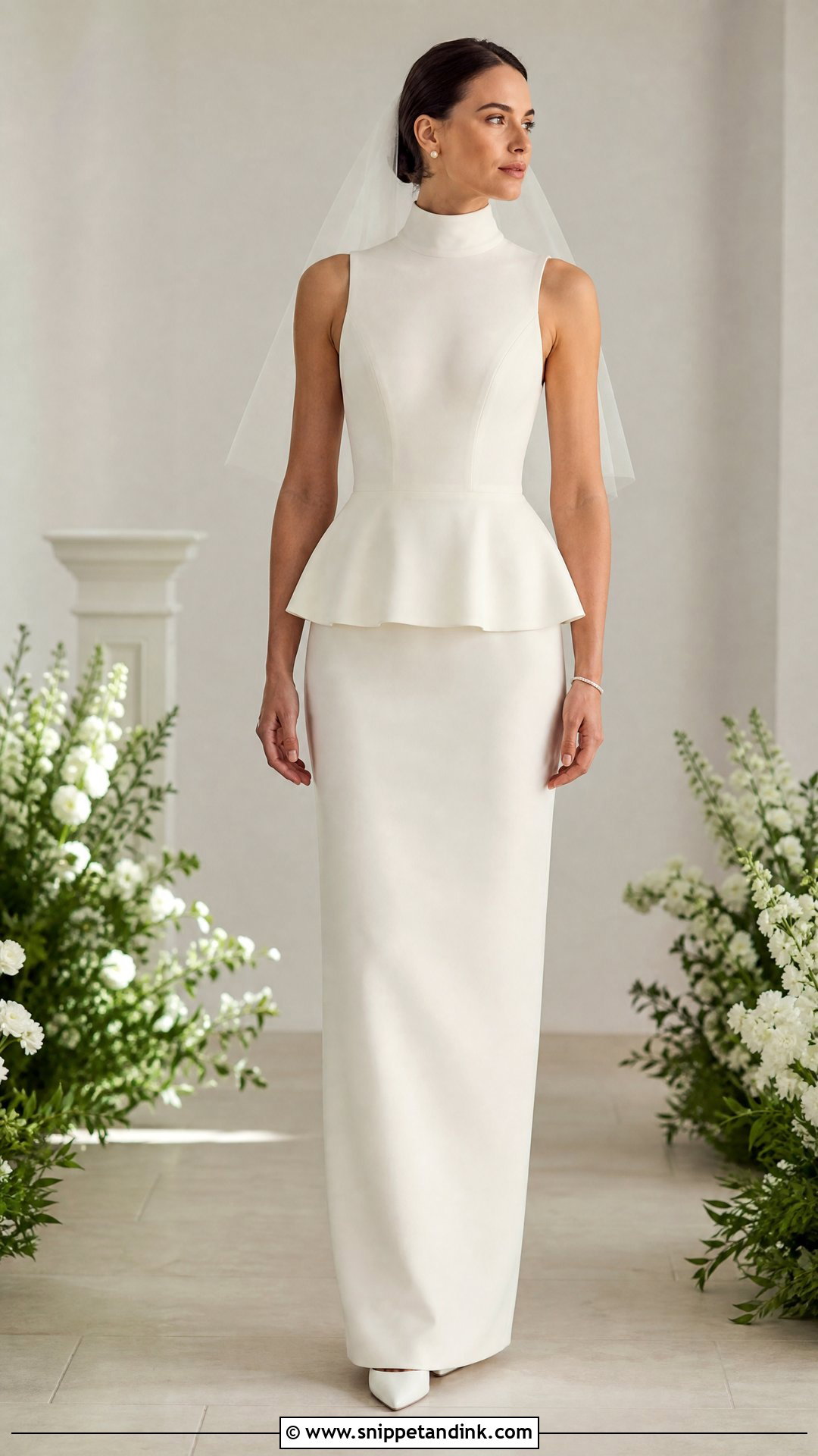 High Neck Peplum Wedding Dress - Snippet and Ink - 20 Peplum Wedding Dress Ideas
