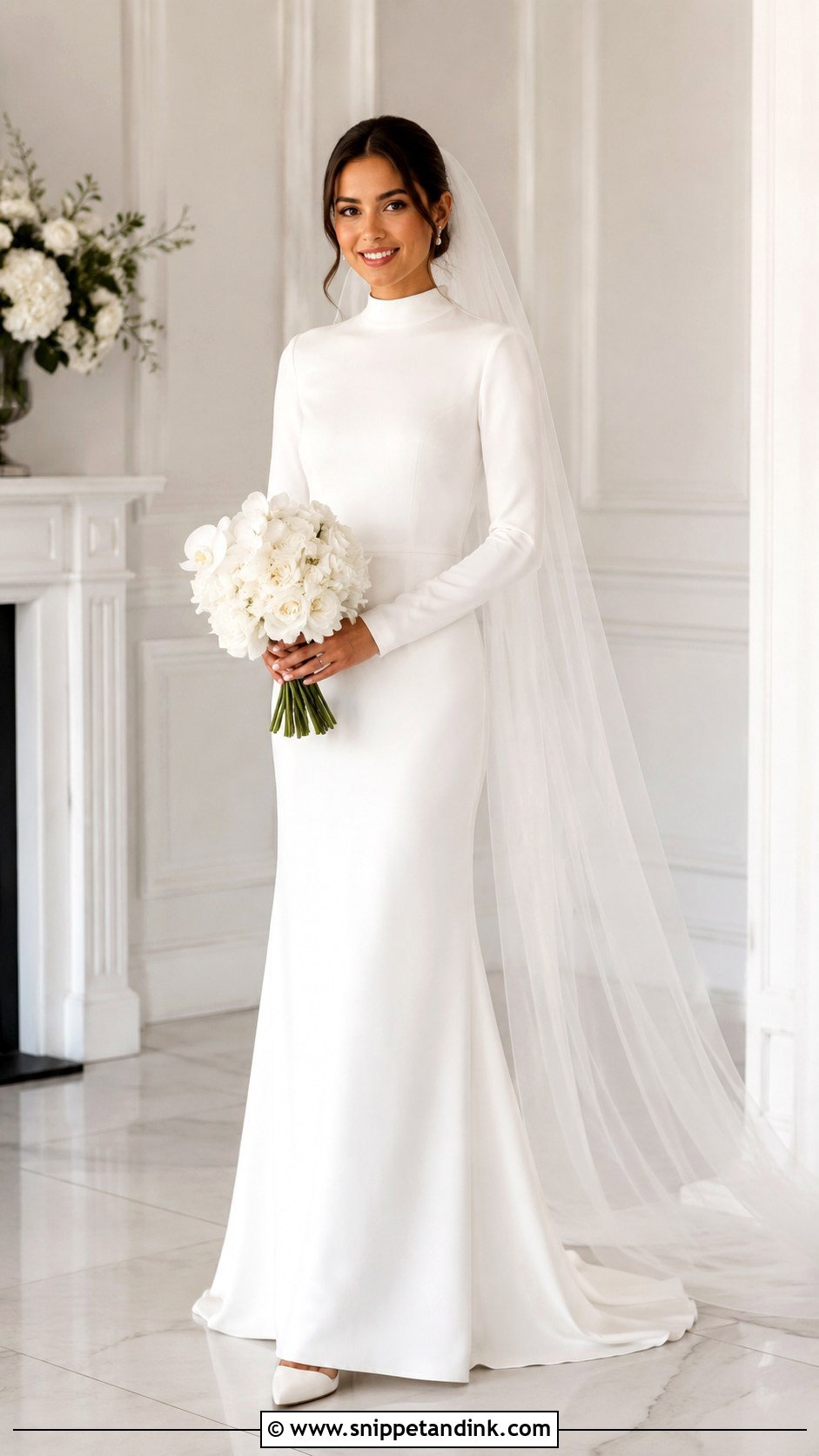 High Neck Petite Wedding Dress With Sleeves - Snippet and Ink - 25 High Neck Wedding Dress with Sleeves