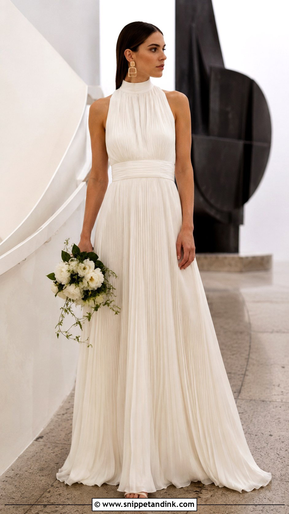 High Neck Pleated Wedding Dress - Snippet and Ink - 25 High Neckline Wedding Dress Ideas
