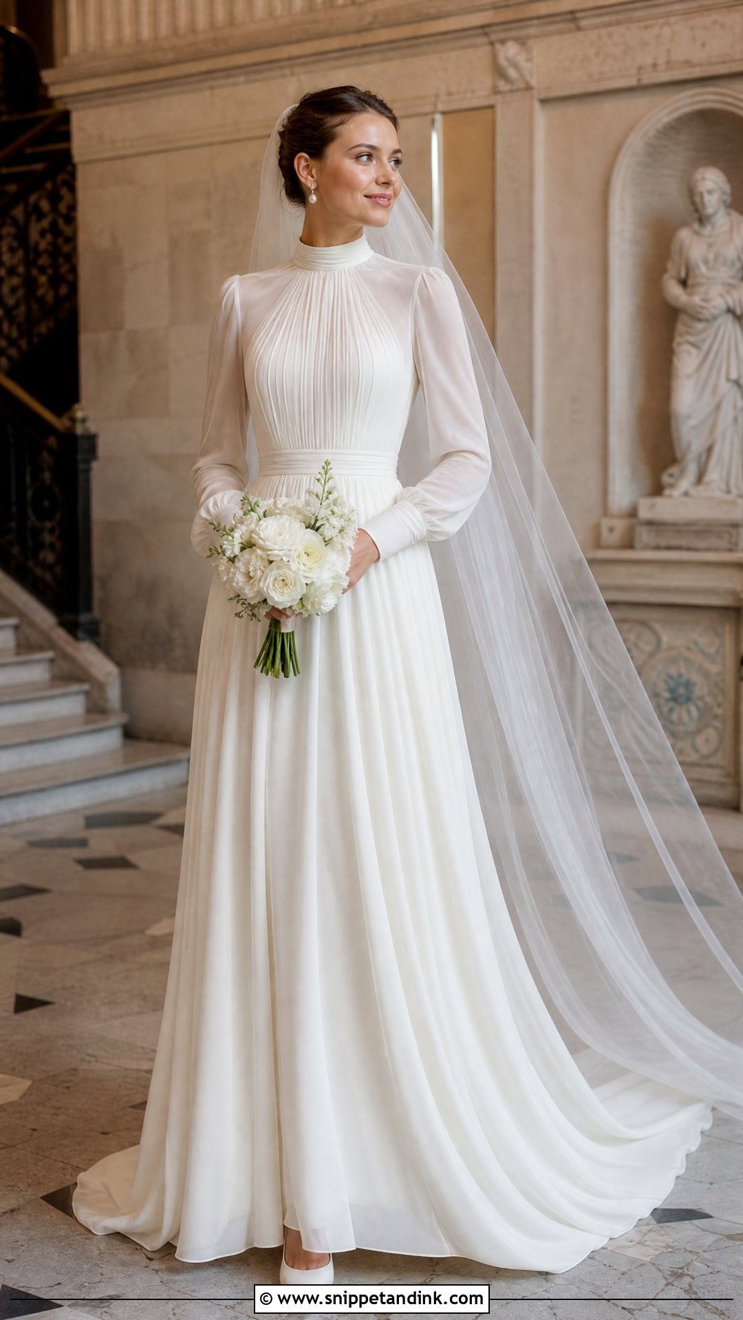 High Neck Pleated Wedding Gown - Snippet and Ink - 20 Pleated Wedding Gown Ideas