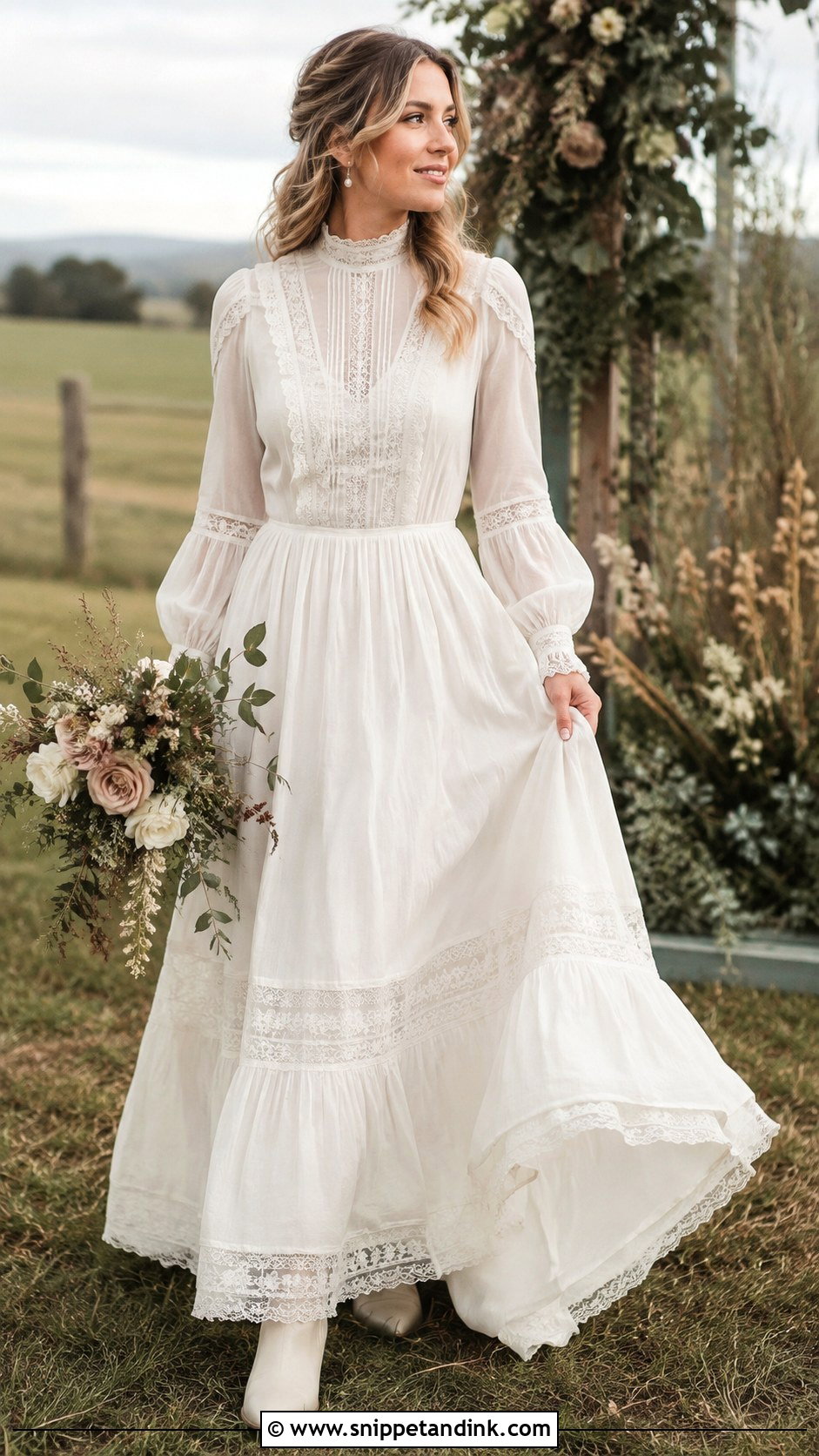 High Neck Prairie Old Wedding Dress - Snippet and Ink - 25 Old Wedding Dresses