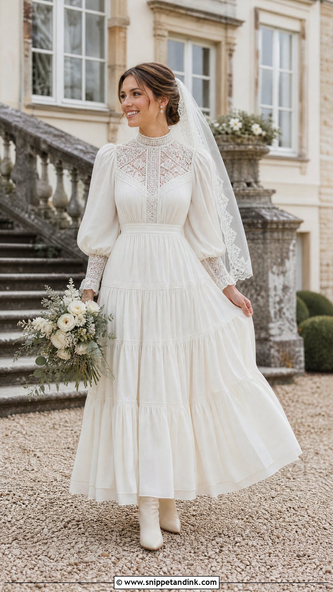 High Neck Prairie Wedding Dress - Snippet and Ink - 25 70s Style Wedding Dress Ideas