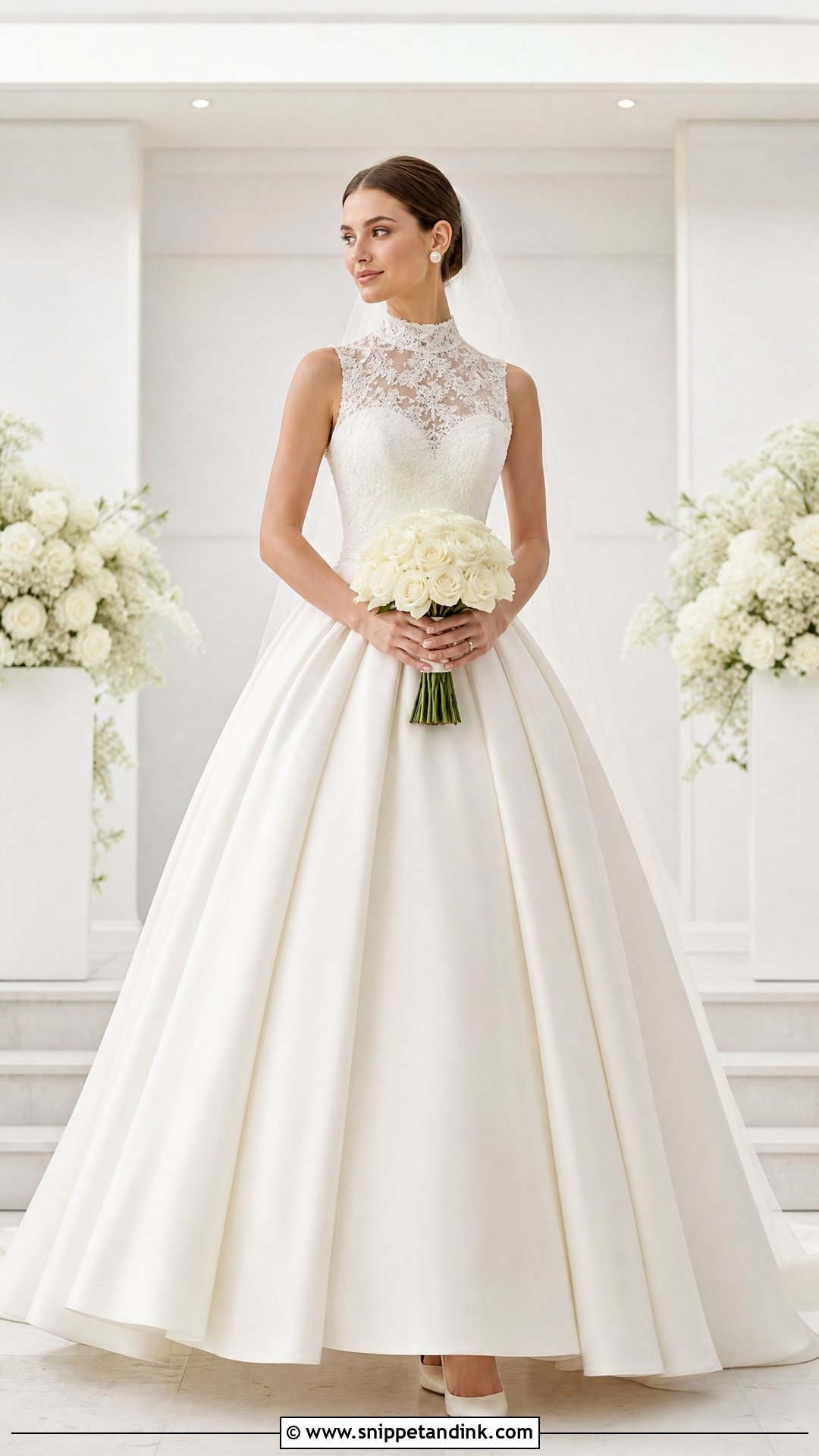 High Neck Princess Ball Gown Wedding Dress - Snippet and Ink - 20 Princess Wedding Dresses Ball Gown Fairytale
