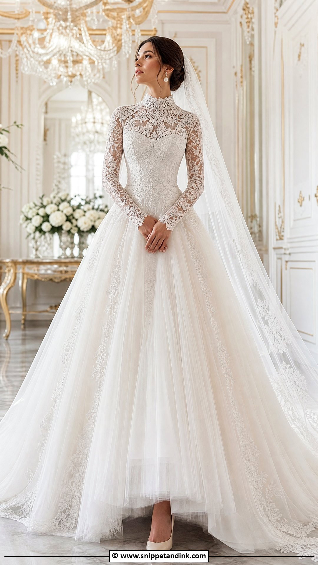 High Neck Princess Wedding Dress - Snippet and Ink - 35 High Neck Wedding Dress Ideas