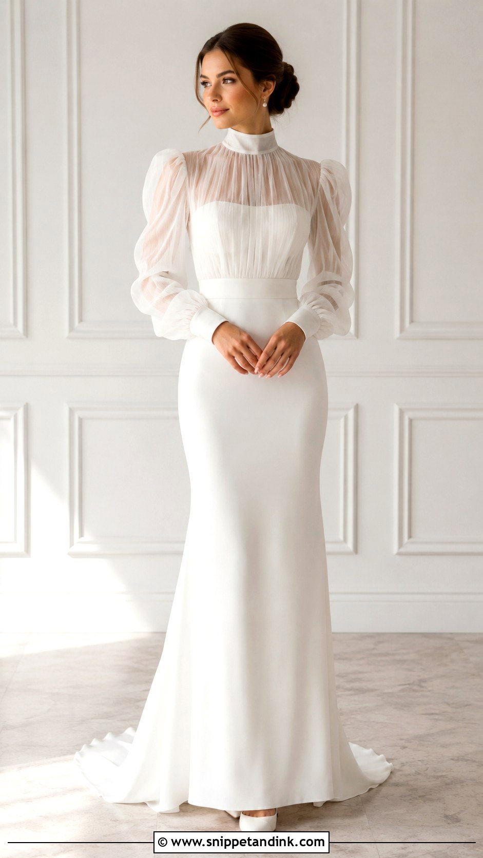 High Neck Puffy Sleeve Wedding Dress - Snippet and Ink - 25 Wedding Dress Puffy Sleeves