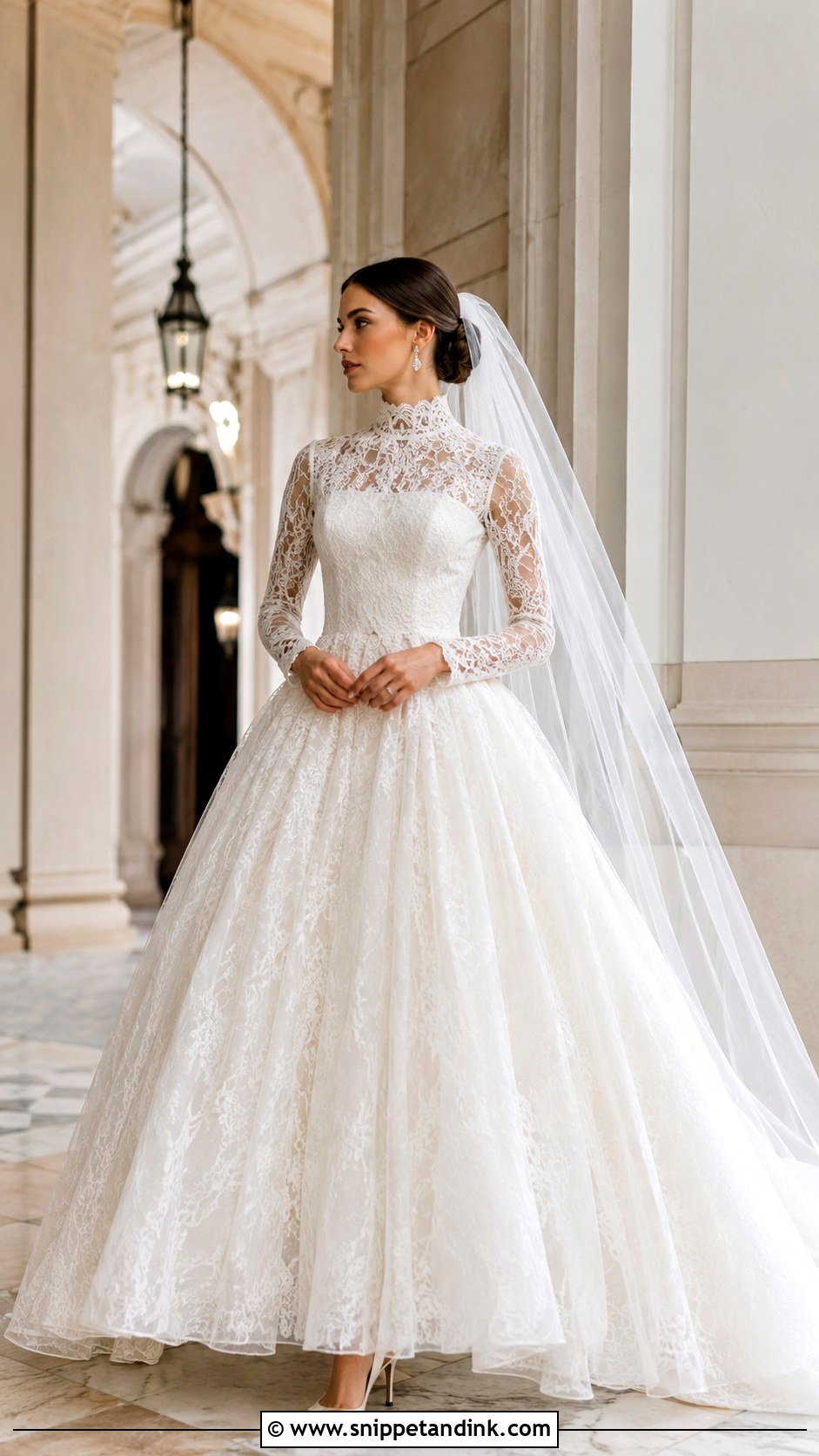 High Neck Puffy Wedding Dress - Snippet and Ink - 25 Puffy Wedding Dress Ideas