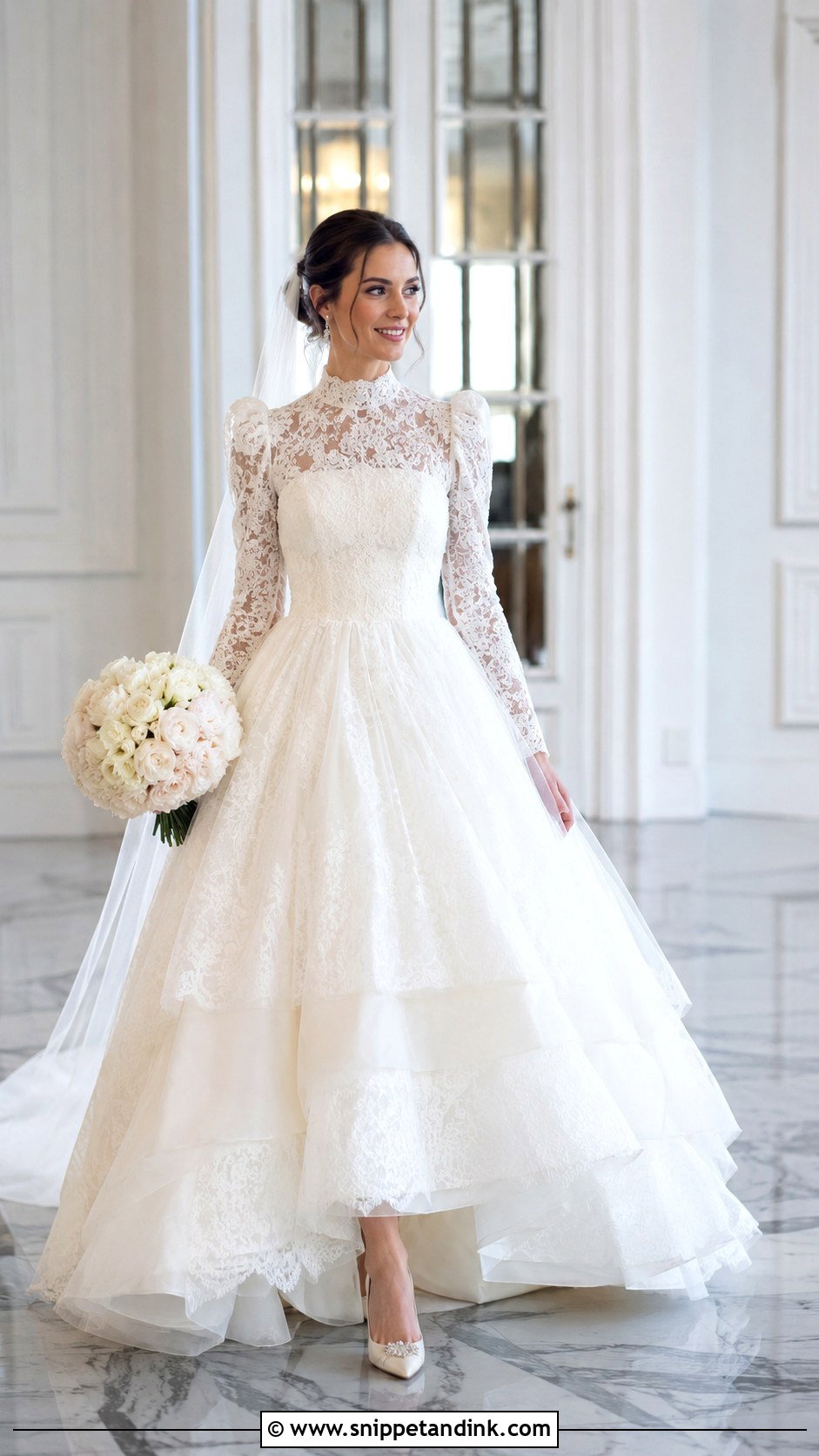 High Neck Puffy Wedding Dress - Snippet and Ink - 25 Puffy Wedding Dresses