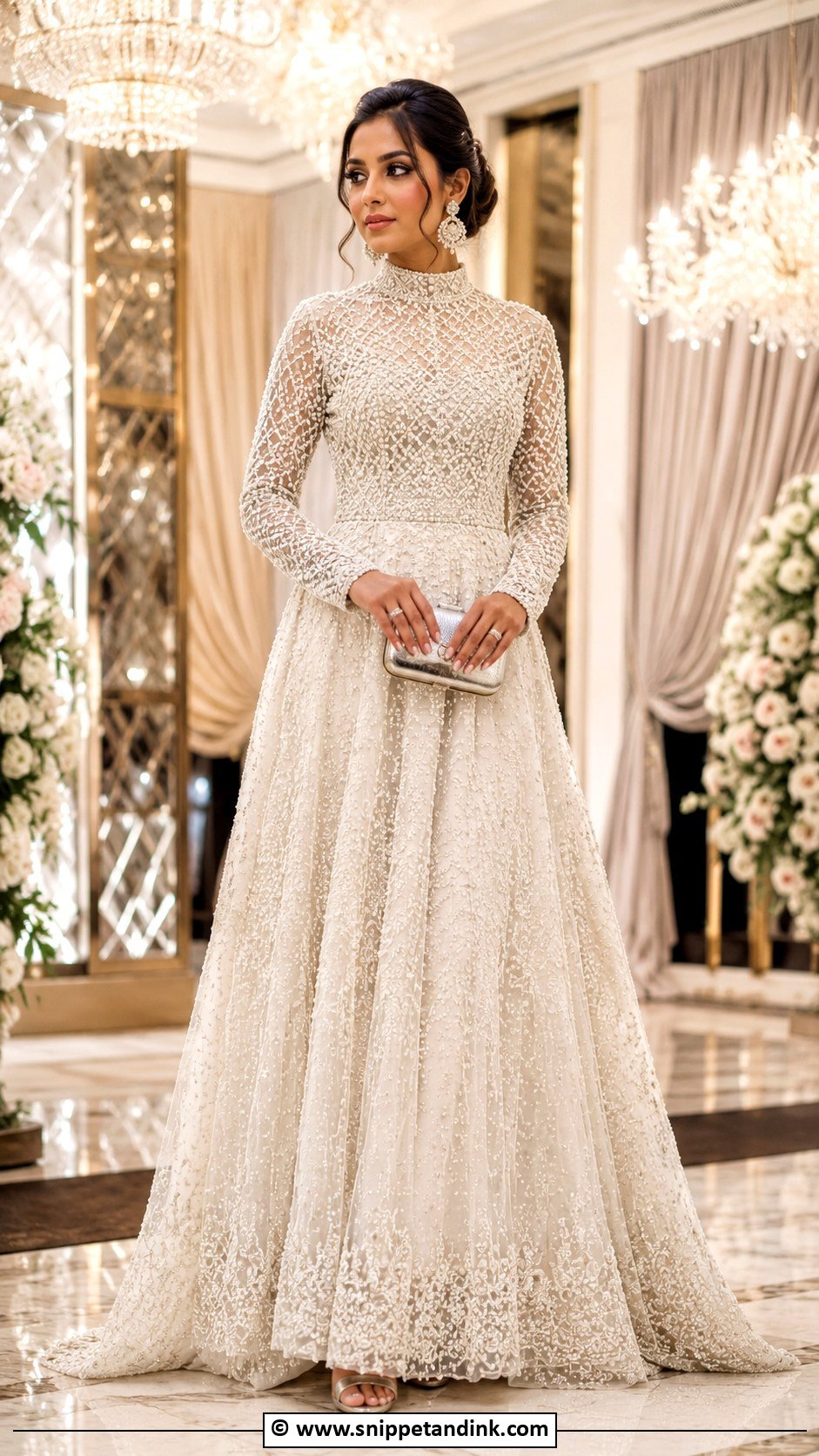 High Neck Reception Gown - Snippet and Ink - 25 Indian Receptions Bridal Gowns
