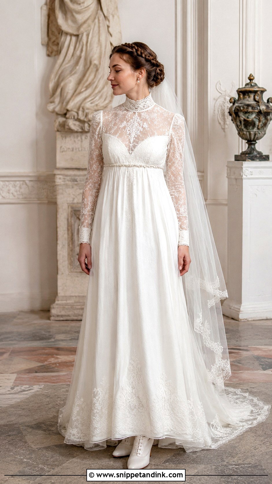 High Neck Regency Era Wedding Dress - Snippet and Ink - 20 Regency Era Wedding Dress Ideas