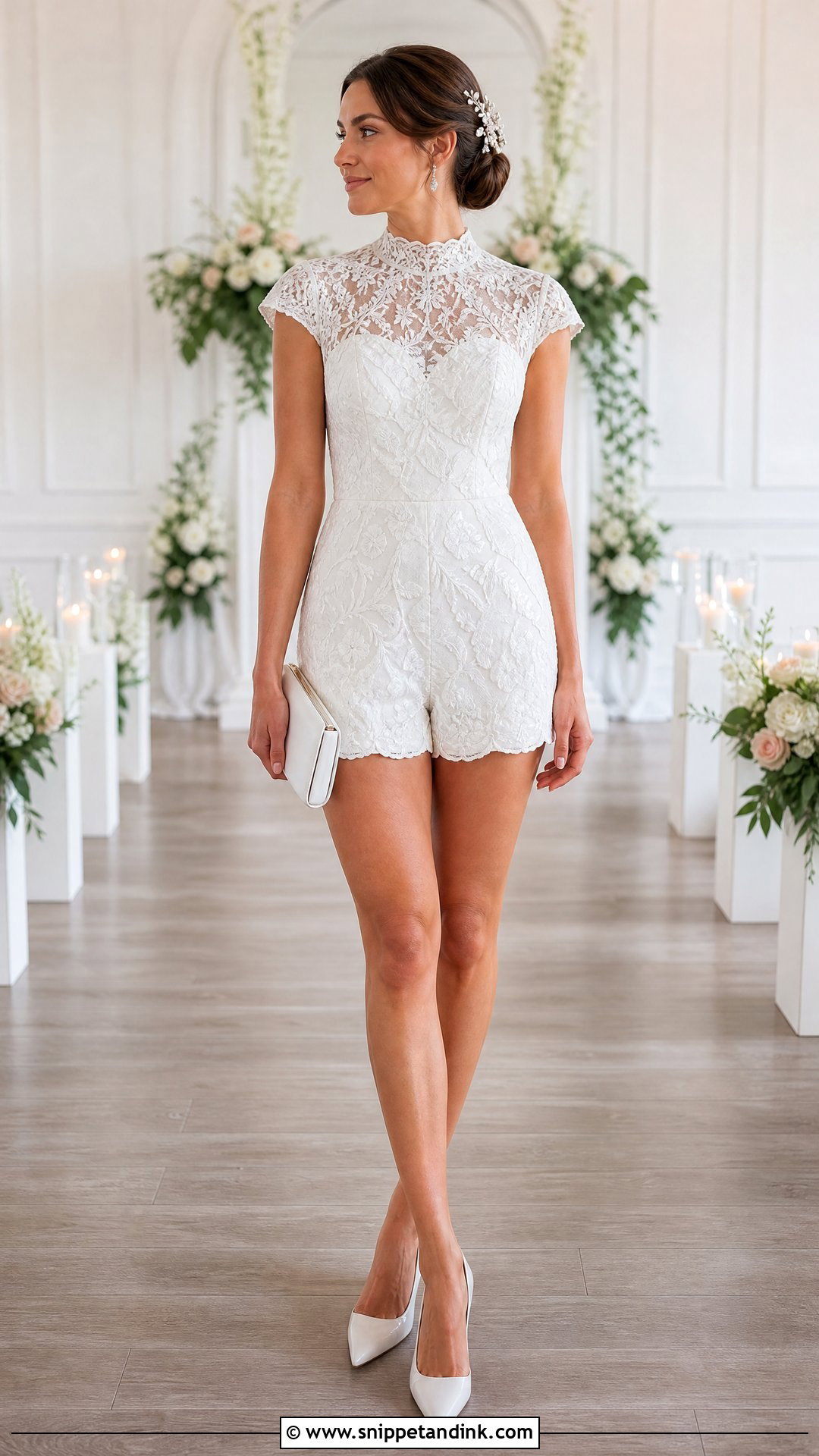 High Neck Romper Wedding Dress - Snippet and Ink - 20 Romper Wedding Dress Ideas