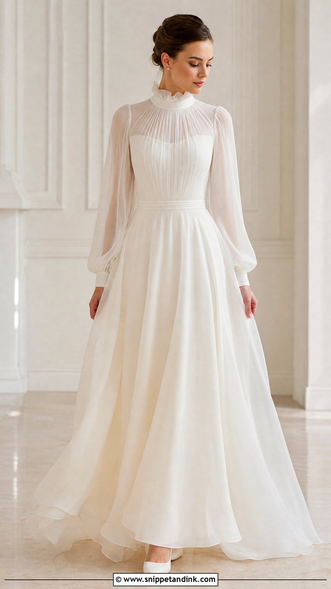 High Neck Ruffle Bridal Gown - Snippet and Ink - 20 Ruffle Bridal Gown Ideas