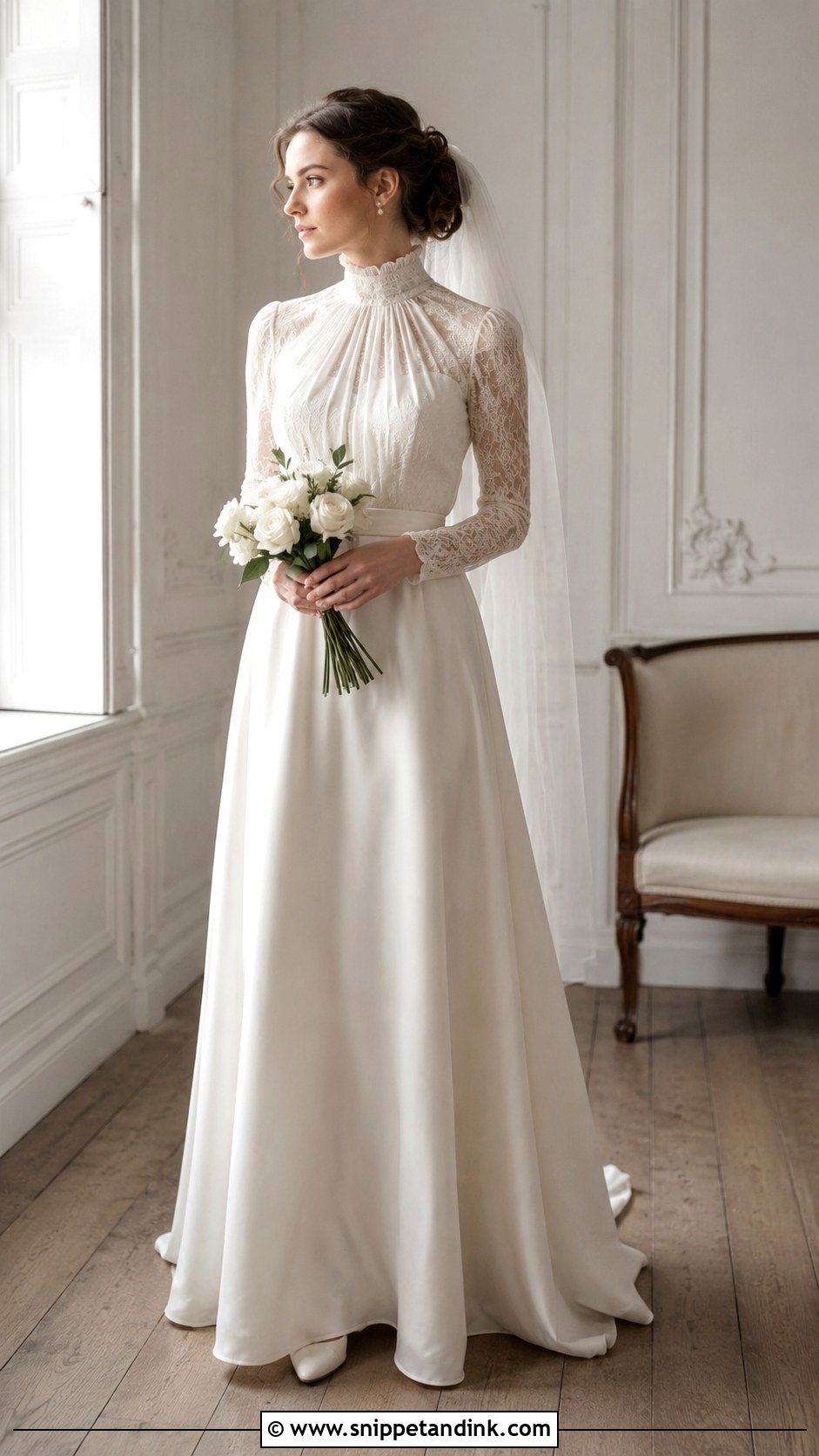 High Neck Ruffle Collar Bridal Dress - Snippet and Ink - 20 High Neck Bridal Dress Ideas