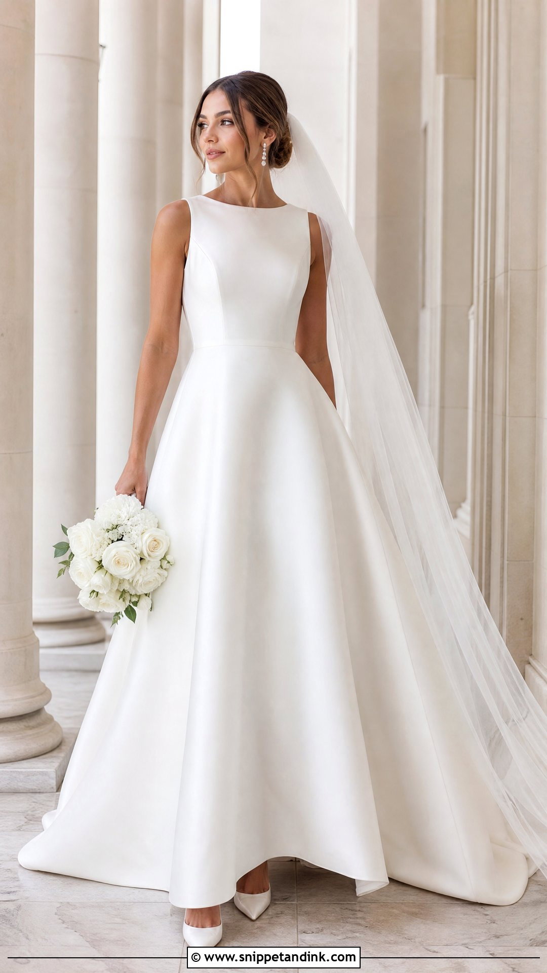 High Neck Satin A Line Wedding Dress - Snippet and Ink - 20 Satin Aline Wedding Dress Ideas